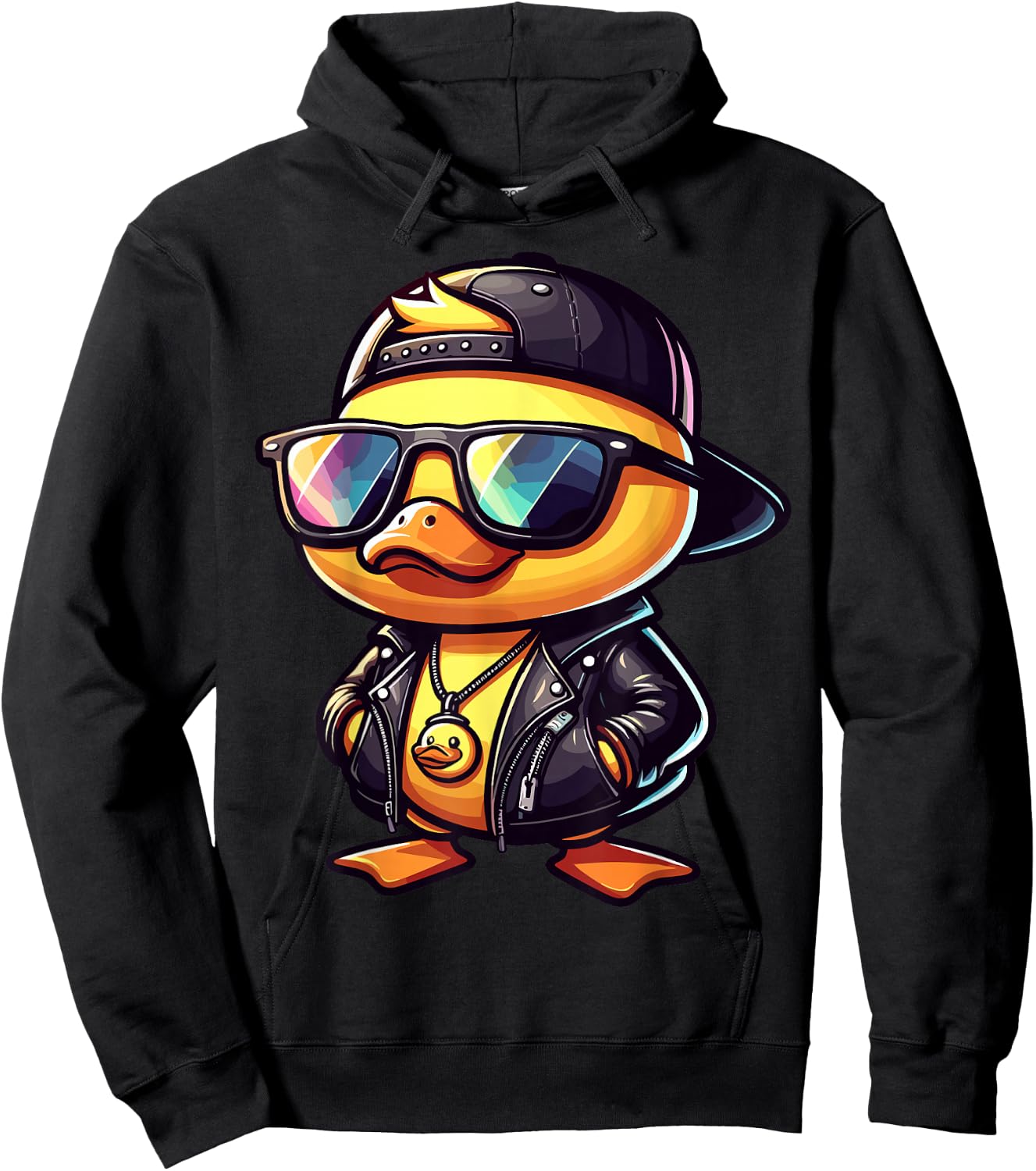 Duck with Sunglasses Cool Rubber Duck Hoodie - Hoodie | Black