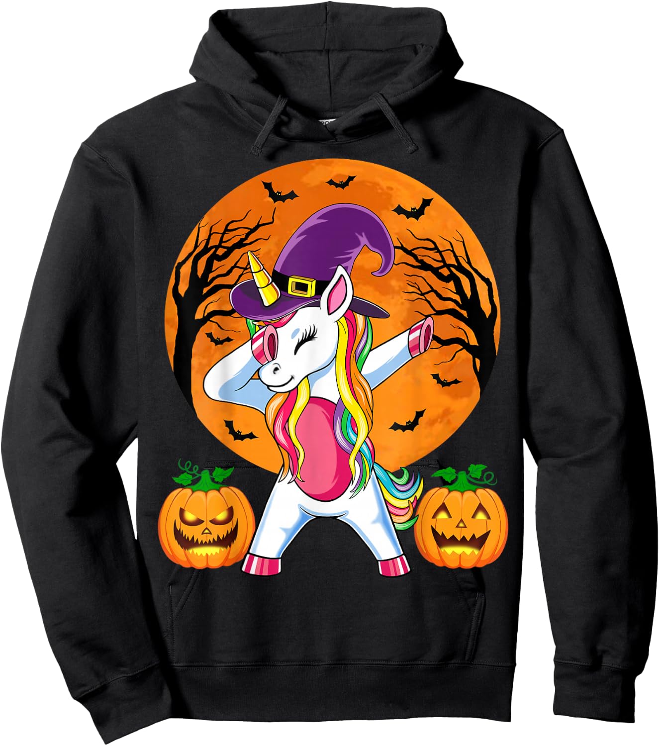 Süße Hexe Einhorn Halloween Witchy Unicorn Kürbis Mädchen Hoodie - Hoodie | Black