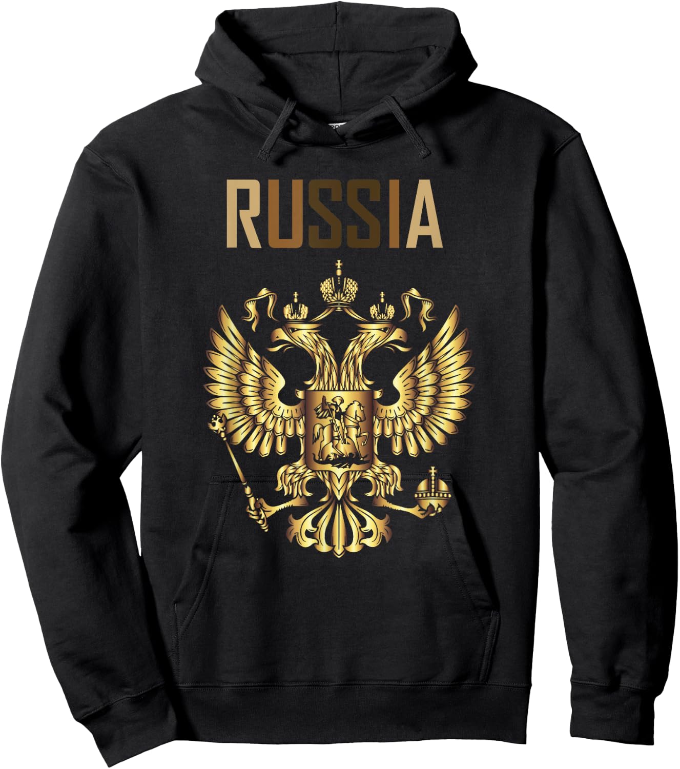 Russia Emblem | Russian Eagle | Russian Flag Hoodie - Hoodie | Black