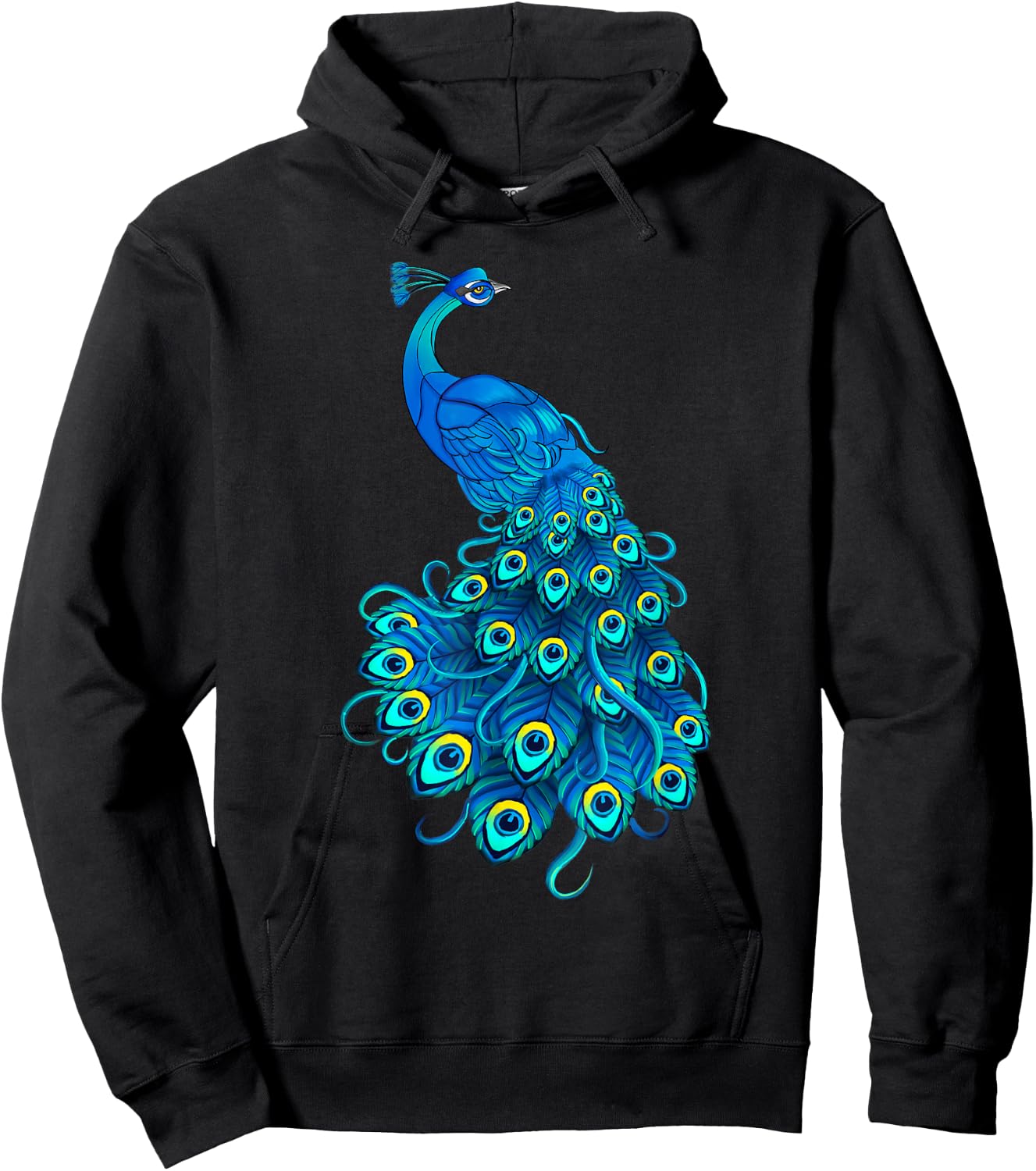 Blue Peacock Print Teal Feathers Bird Lover Men Women Gifts Hoodie - Hoodie | Black