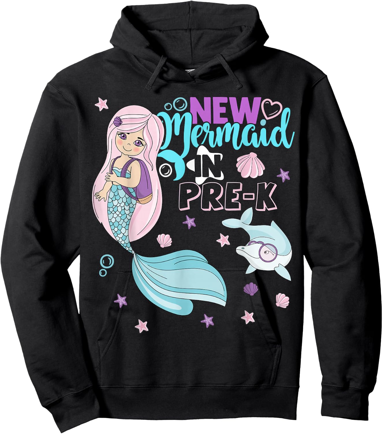 Pre k Here I Come First Day Of Prek Preschool Mermaid Girls Hoodie - Hoodie | Black