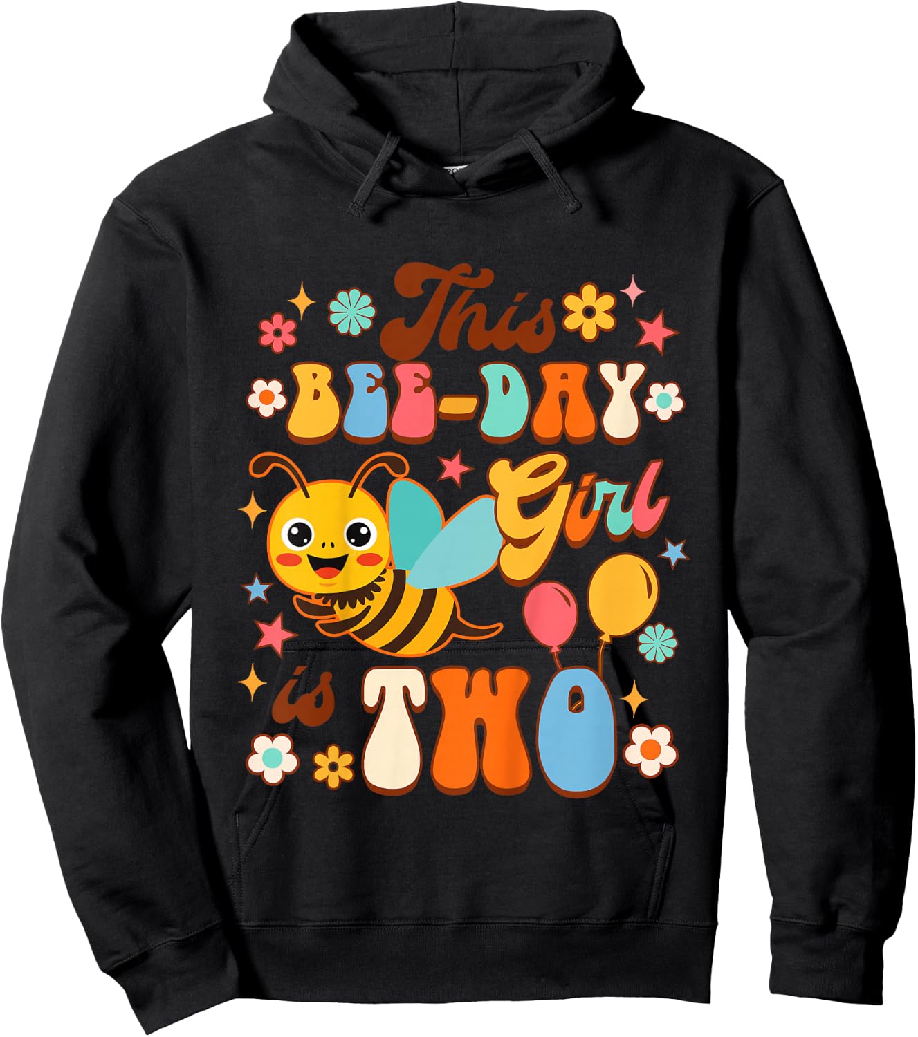 Kids 2nd Birthday Girl Second Birthday This Bee-day Girl Is Two Hoodie - Hoodie | Black