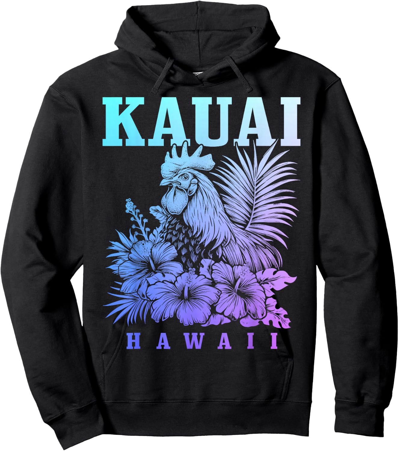 Kauai Hawaii Chicken Hawaiian Hibiscus Flowers Vintage Hoodie - Hoodie | Black
