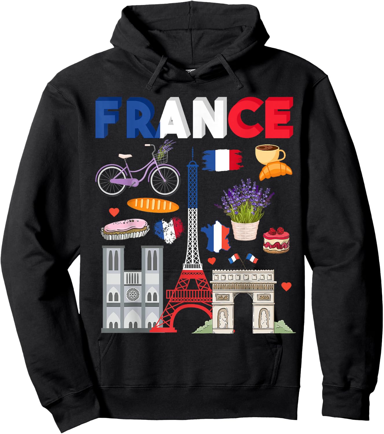 French flag outfit idea , flag of France and lavender , Black, S Hoodie - Hoodie | Black
