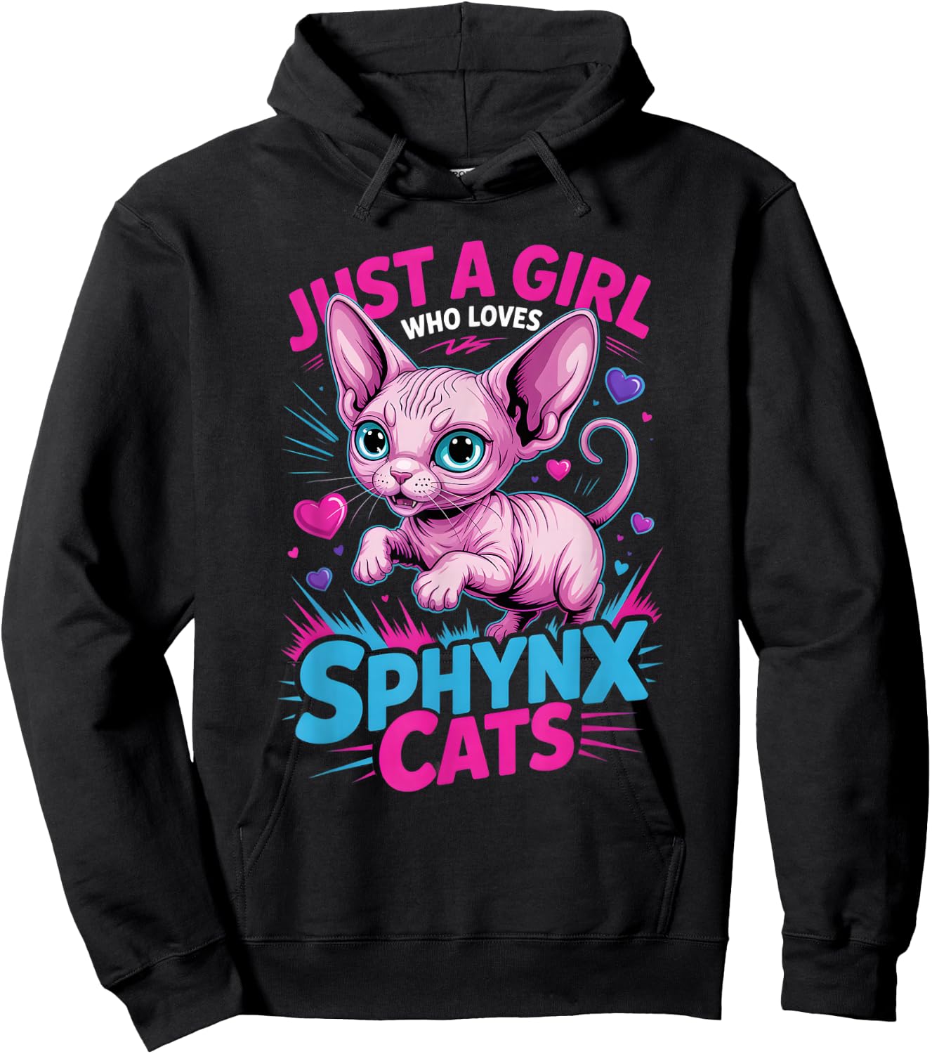 Girls Sphynx Cat Hoodie - Hoodie | Black