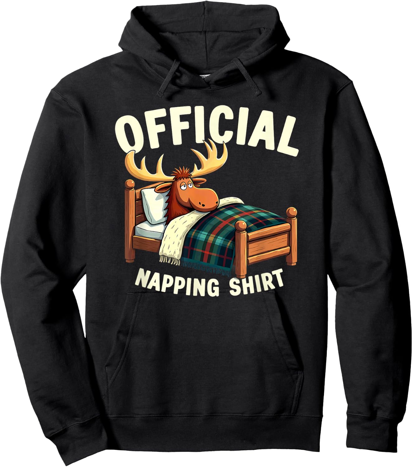 Official Sleepshirt Moose Sleeping Napping Hoodie - Hoodie | Black
