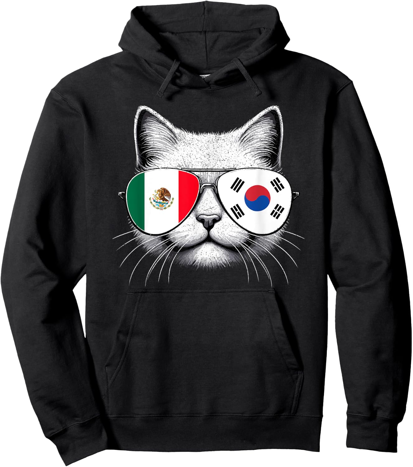 Mexican Korean Flag Funny Cat Mexico South Korea Hoodie - Hoodie | Black