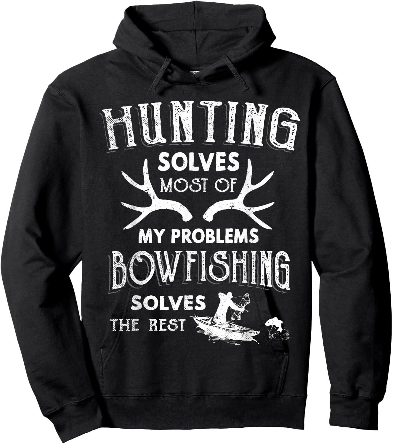 Funny Hunting Shirt Bowfishing Fishing Hunter Gift Hoodie - Hoodie | Black