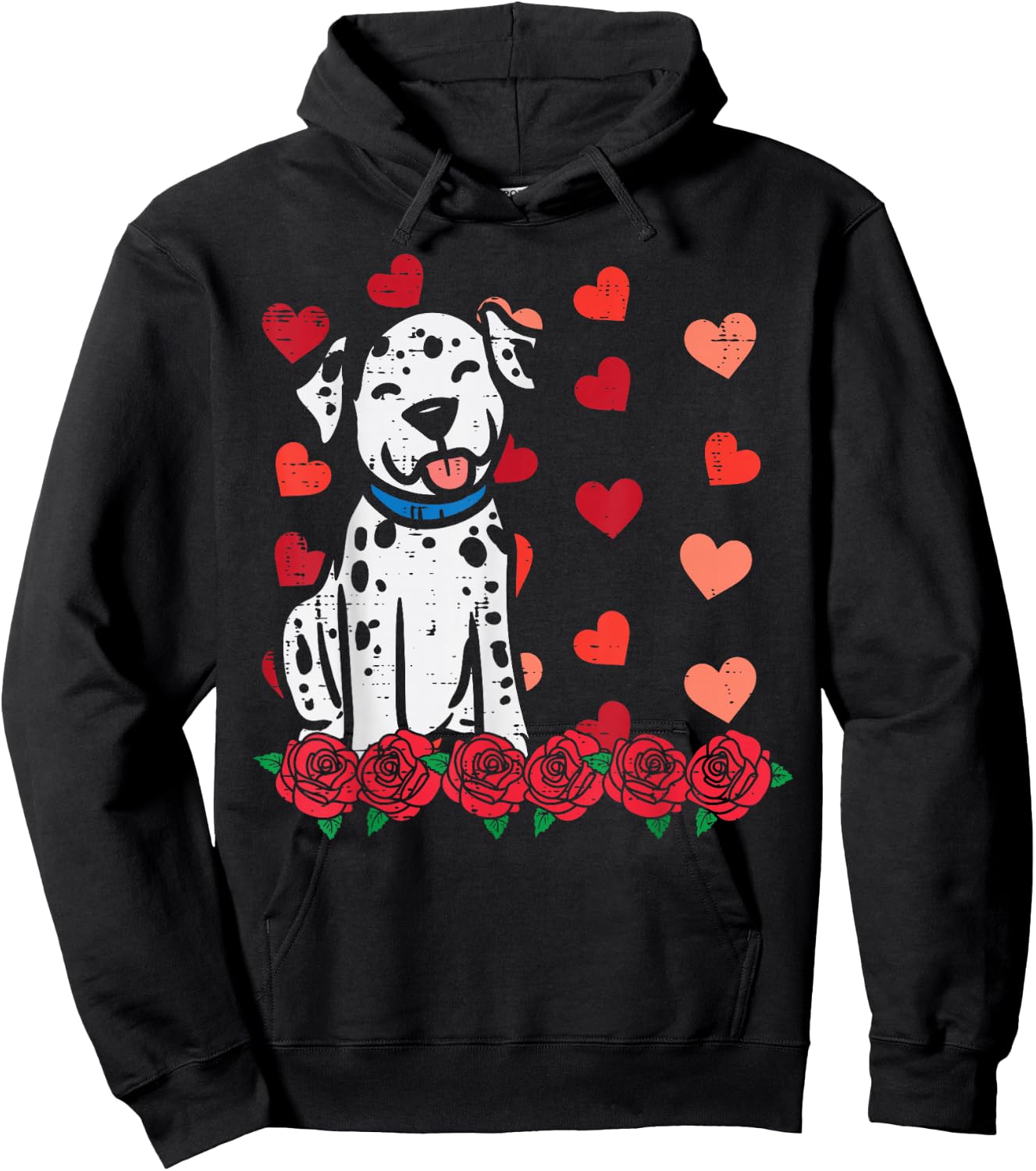 Valentines Day Dalmatian Dog Cute Men Women Kids Toddlers Hoodie - Hoodie | Black