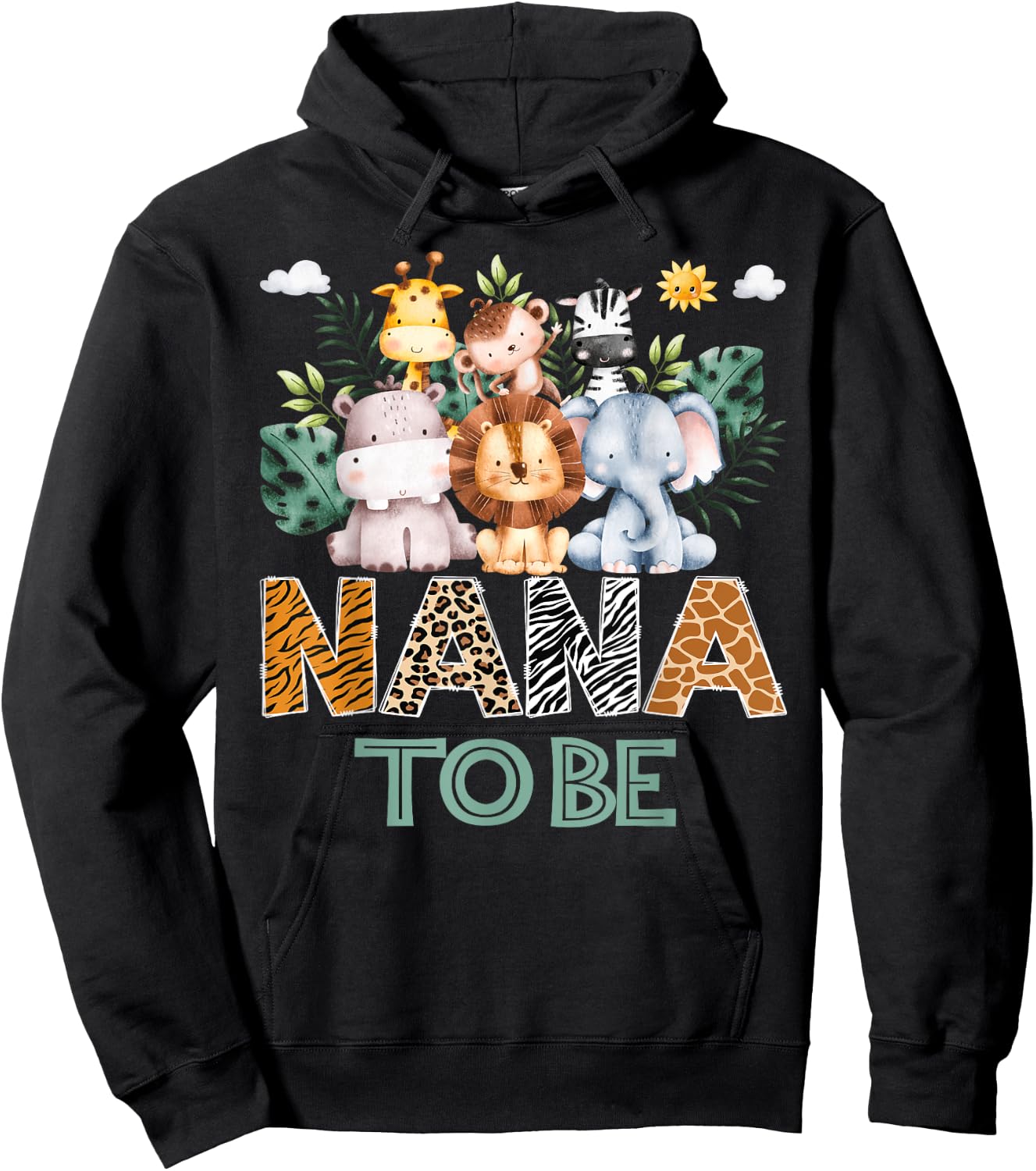 Soon To Be Nana Jungle Animal Safari Gender Reveal Hoodie - Hoodie | Black