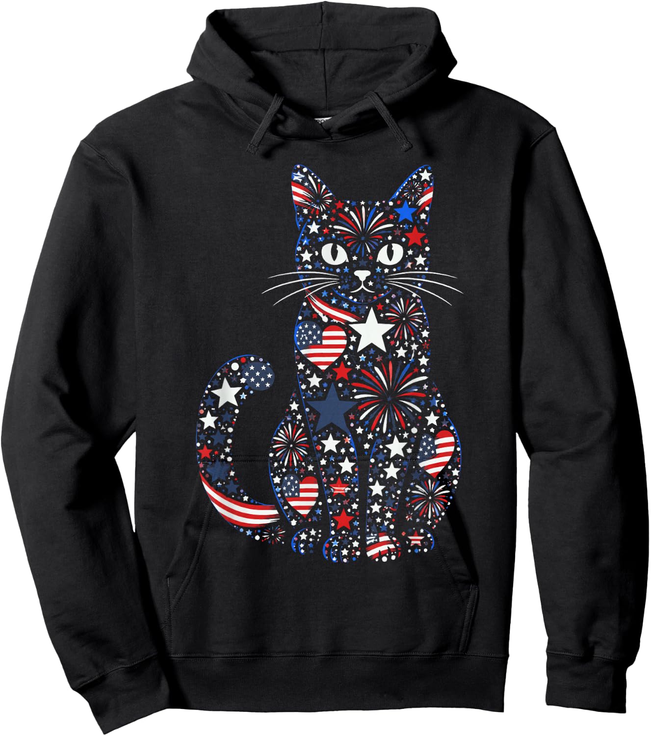 250th Anniversary USA 2026 American Flag Patriotic Cat Hoodie - Hoodie | Black