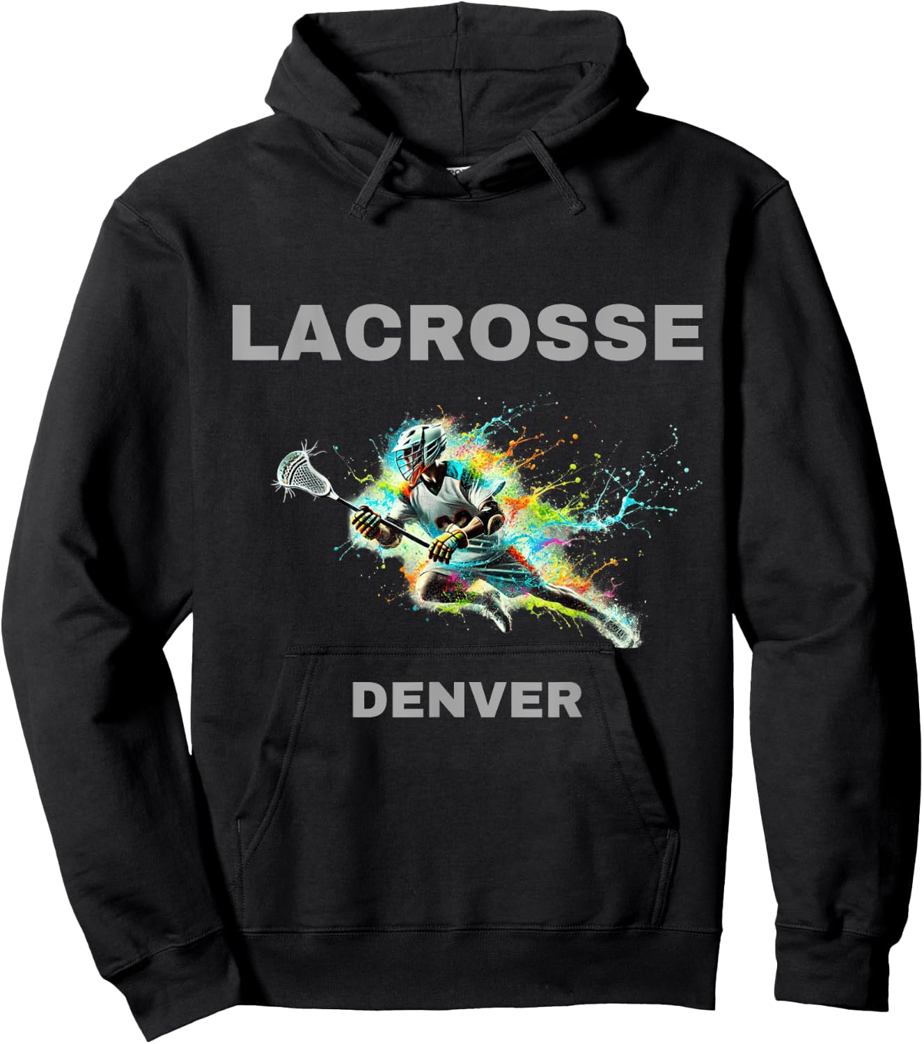 Colorful Lacrosse Player - Denver Hoodie - Hoodie | Black