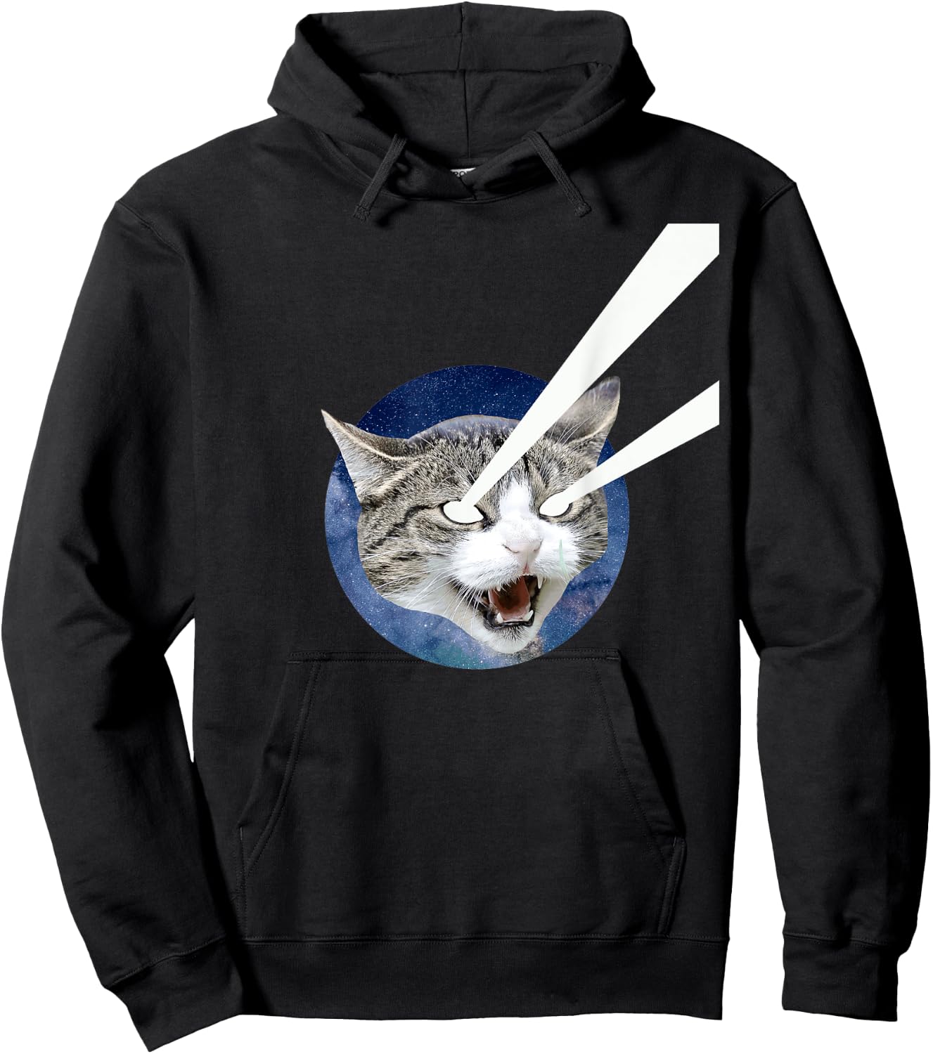 Space Cat Laser Beam Design Cat Lover Shirt Women Girls Kids Hoodie - Hoodie | Black
