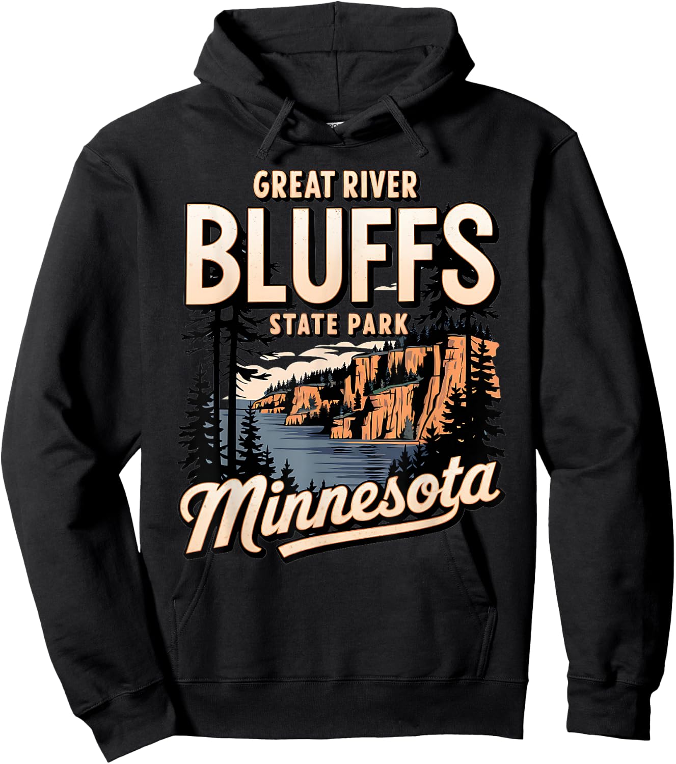 Scenic Minnesota Great River Bluff State Park Hoodie - Hoodie | Black