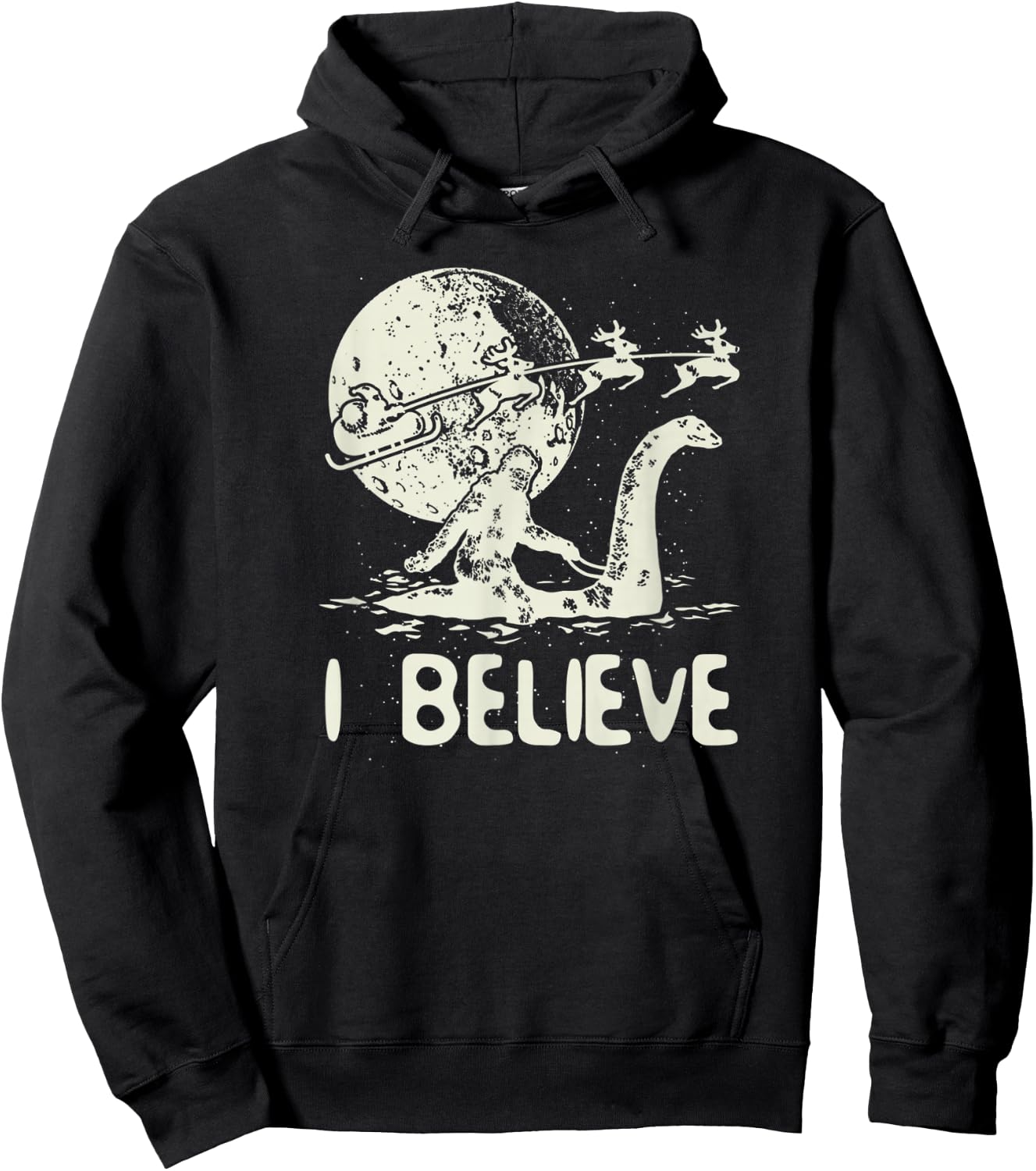 I Believe in Bigfoot Sasquatch Yeti and Santa Claus Hoodie - Hoodie | Black