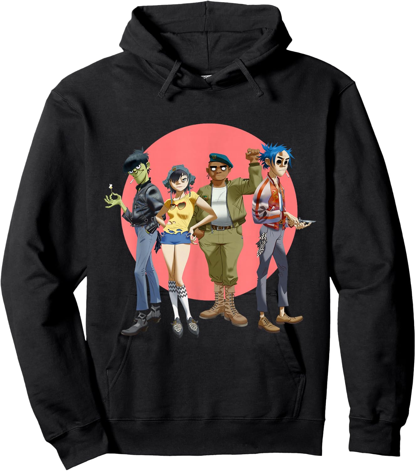 Gorillaz Group Circle Rise Hoodie - Hoodie | Black