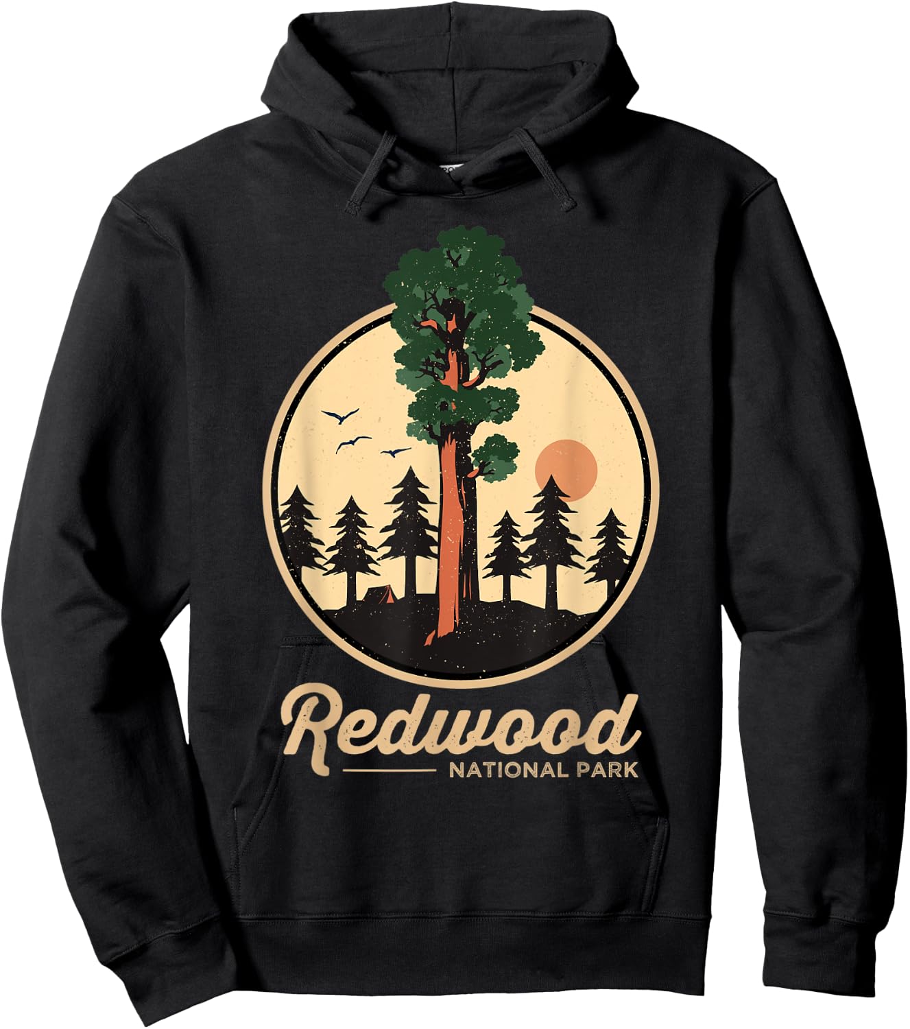 Redwood National Park Shirt California Vintage Redwood Tree Hoodie - Hoodie | Black