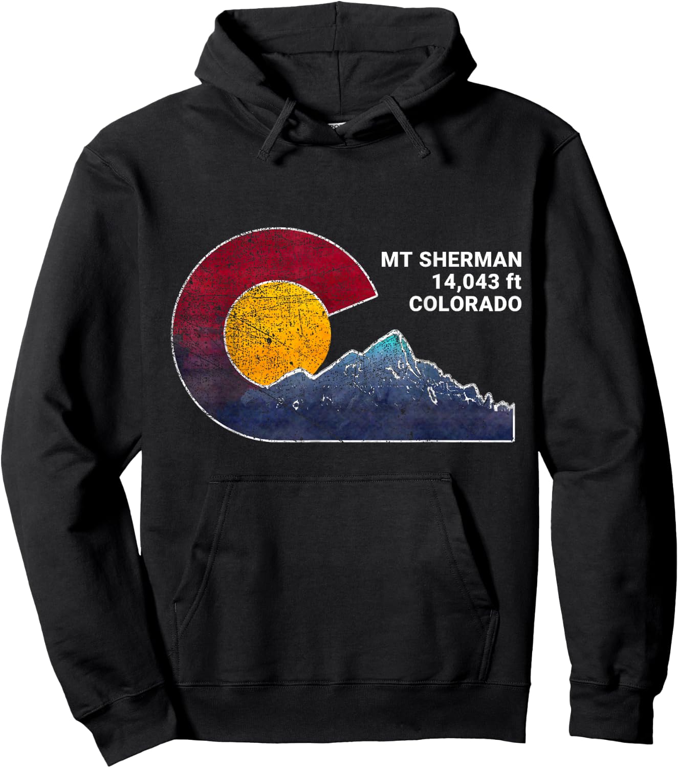 Mount Sherman Colorado Flag Inspired Hoodie - Hoodie | Black