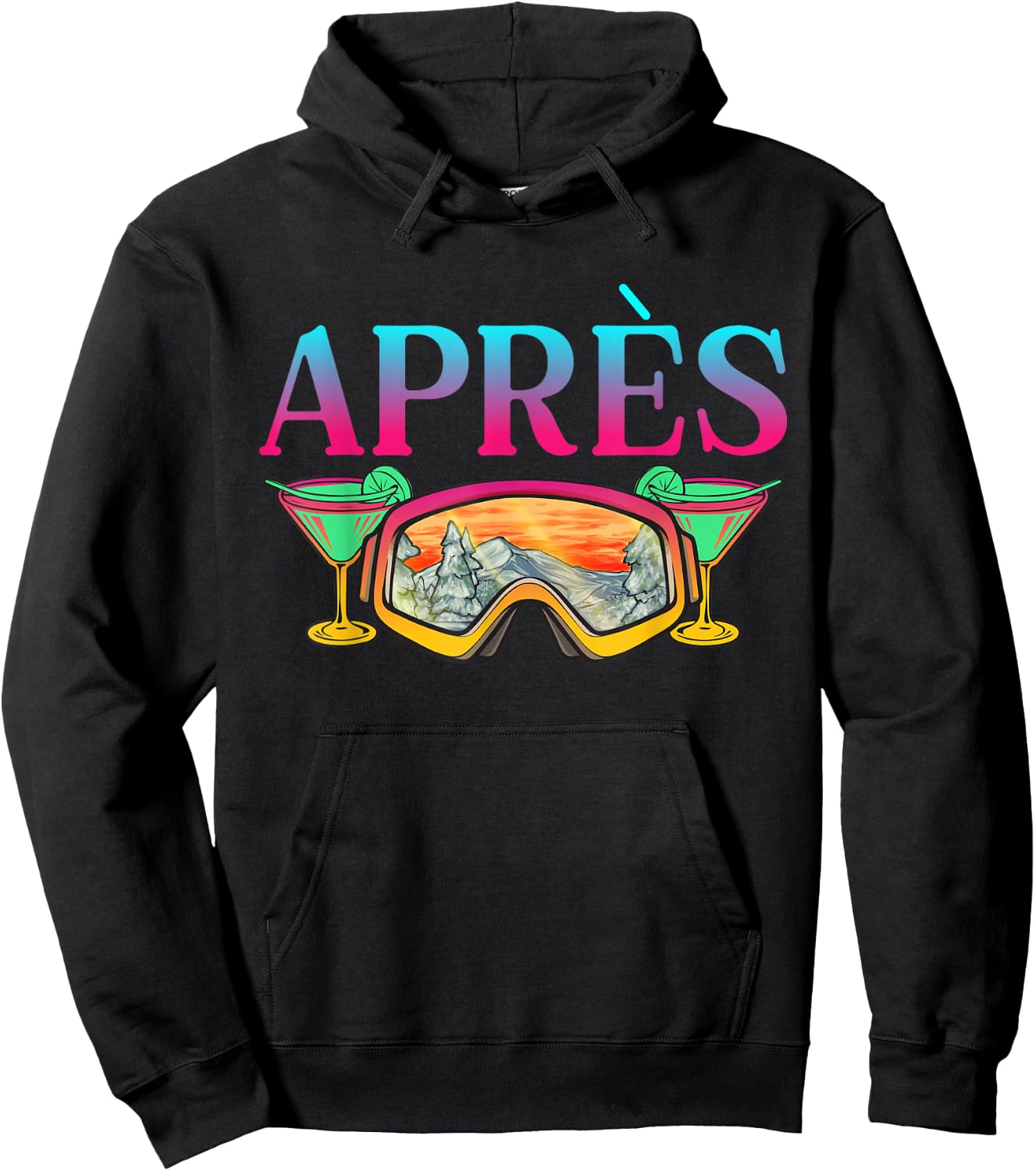 Ski 90s 80s Skiing Outfit Après Retro Skiing Hoodie - Hoodie | Black