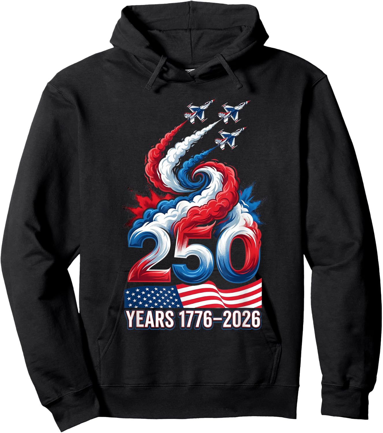 250 Years American 1776 2026 250th USA Patriotic 4th of July Hoodie - Hoodie | Black