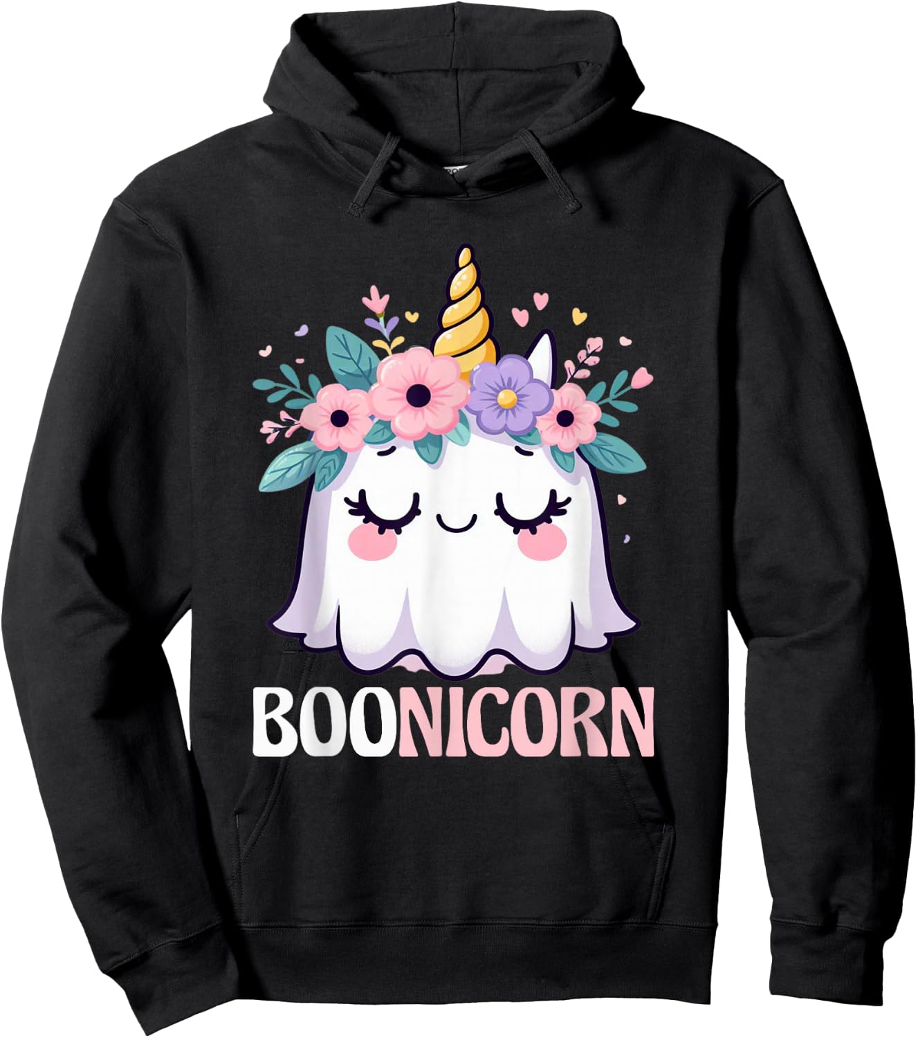 Boonicorn Unicorn Ghost, Unicorn Halloween for Girls Hoodie - Hoodie | Black