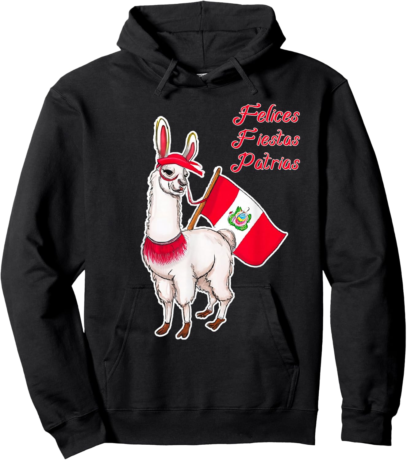 Felices Fiestas Patrias Peru Llama Hoodie - Hoodie | Black