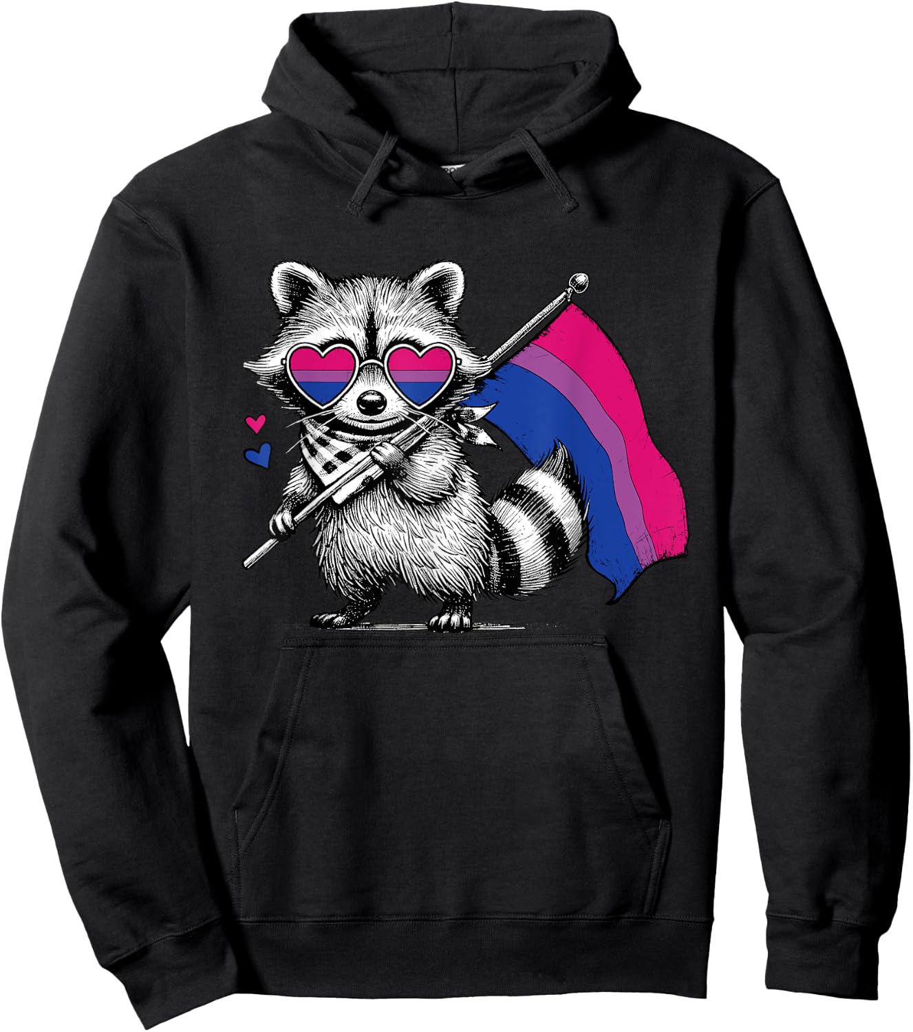 Funny Cute Raccoon Flag Bisexual Brainbow LGBT Pride Month Hoodie - Hoodie | Black