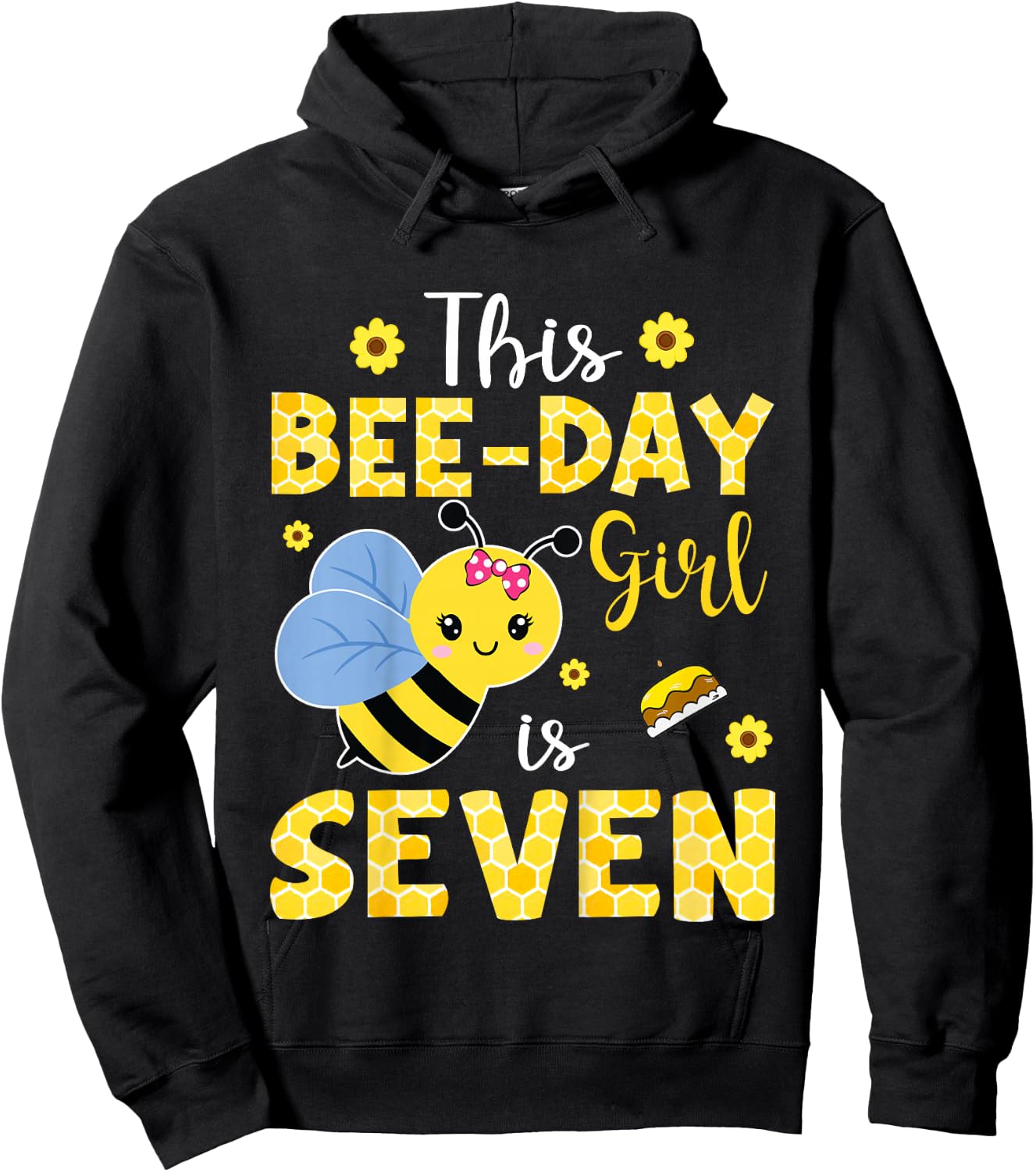This Bee-Day Girl Is Seven 7 Years Old 7th Birthday Kids Hoodie - Hoodie | Black