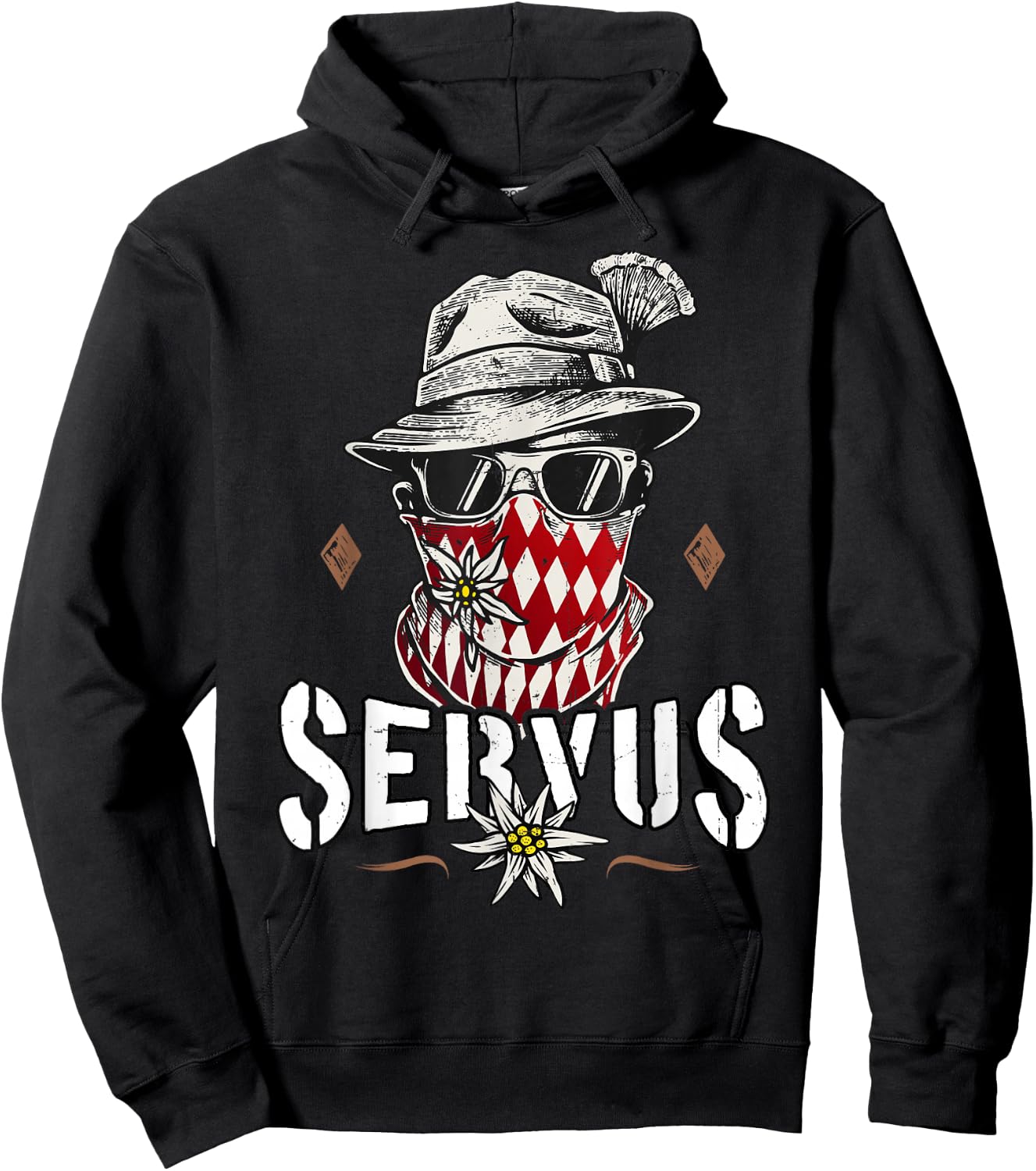 Servus Men's Traditional Bavarian , black Hoodie - Hoodie | Black