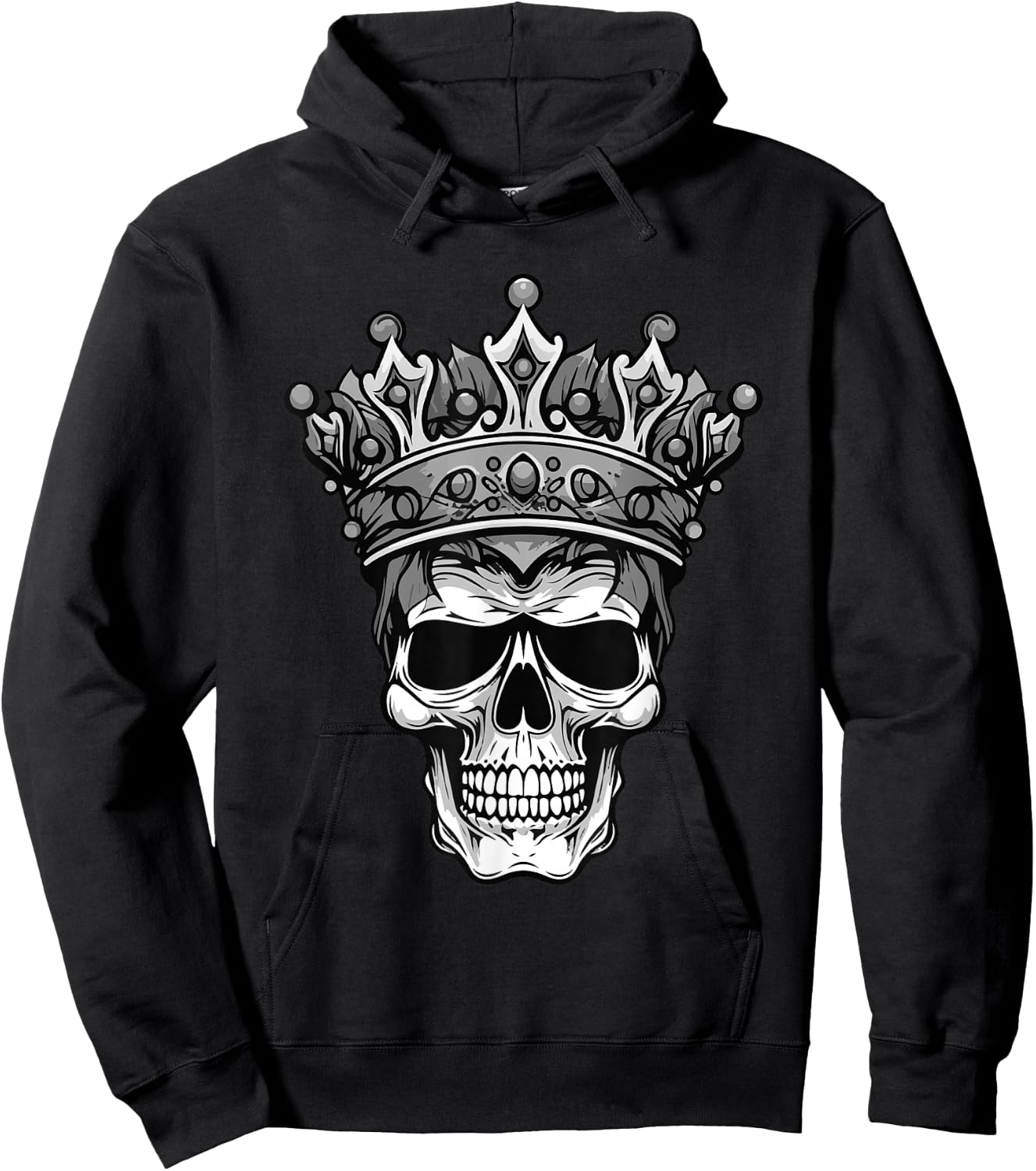 King Skull Head Crown Portrait Hoodie - Hoodie | Black