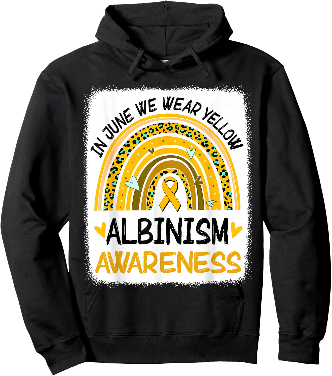 In June We Wear Yellow Rainbow Leopard Albinism Awareness Hoodie - Hoodie | Black