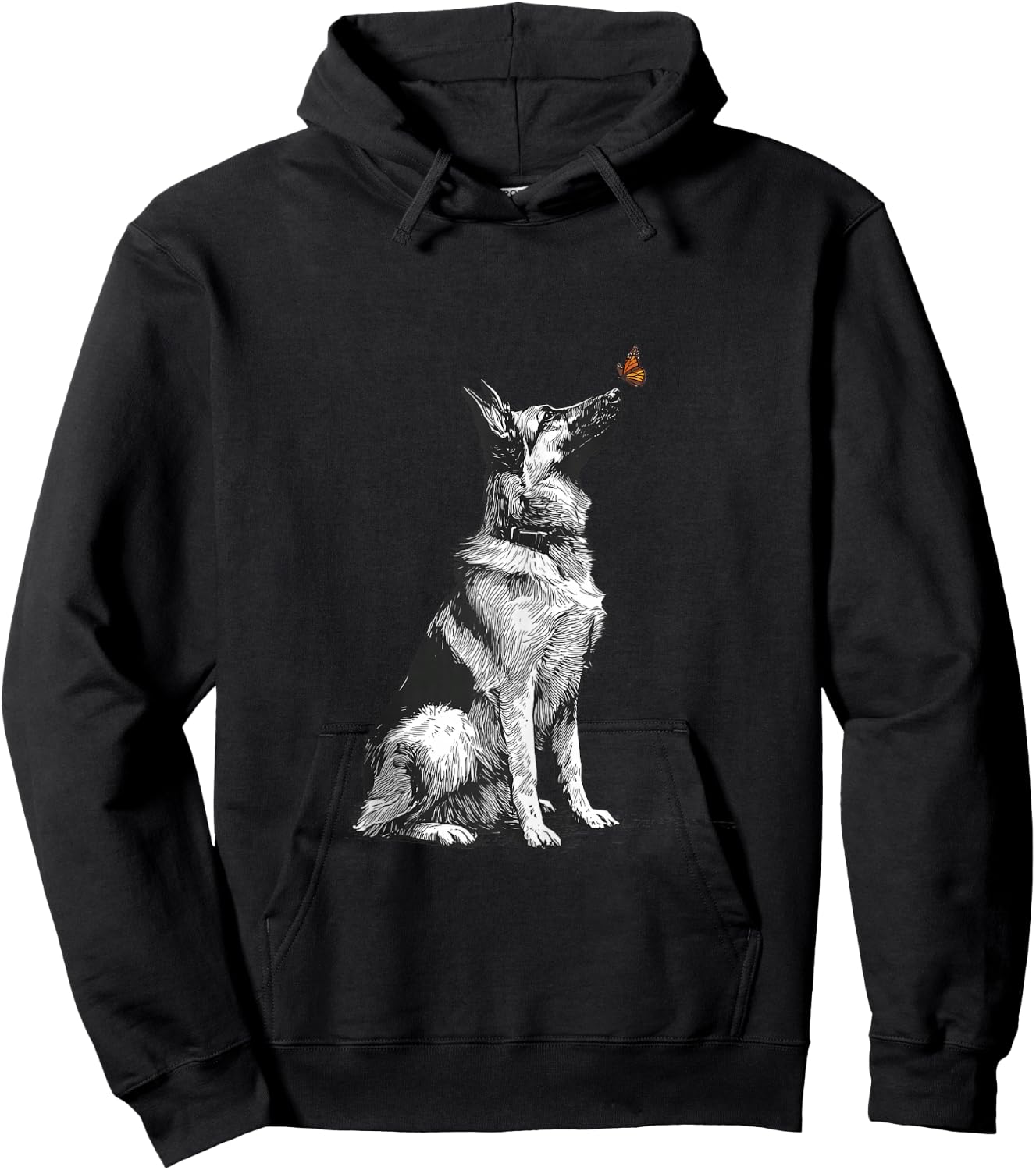 German Shepherd with Butterfly Hoodie - Hoodie | Black