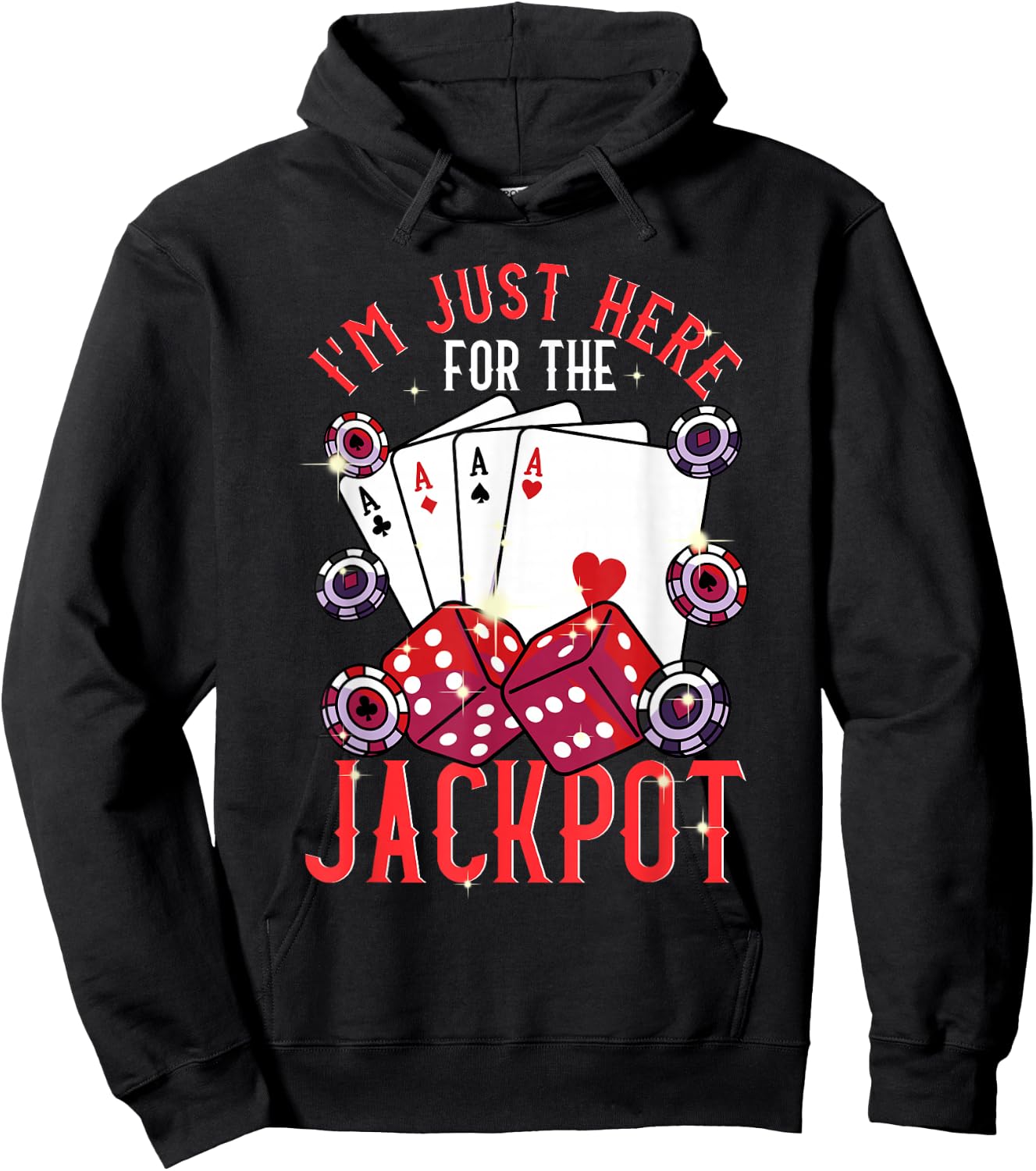 Casino Shirt Jackpot Cards Chips Las Vegas Gambling Holiday , black Hoodie - Hoodie | Black