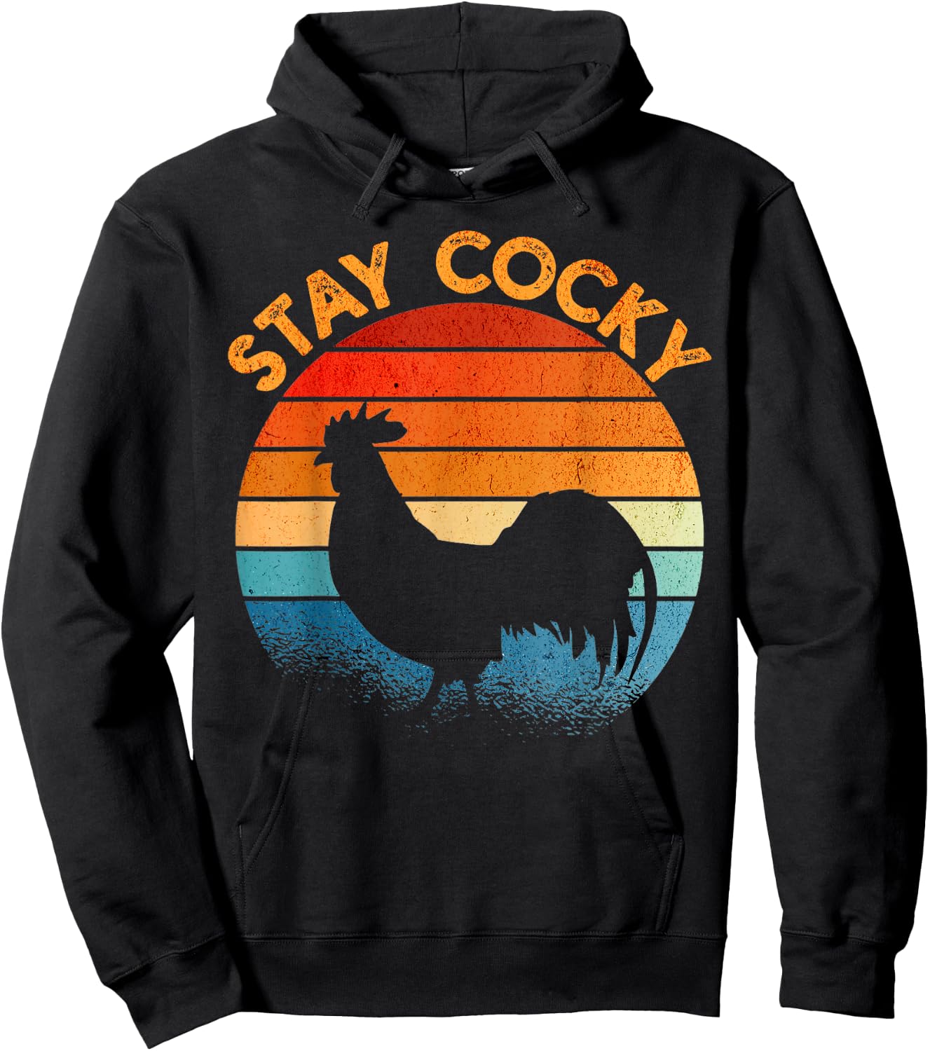 Stay Cocky Rooster Retro Sunset Hoodie - Hoodie | Black