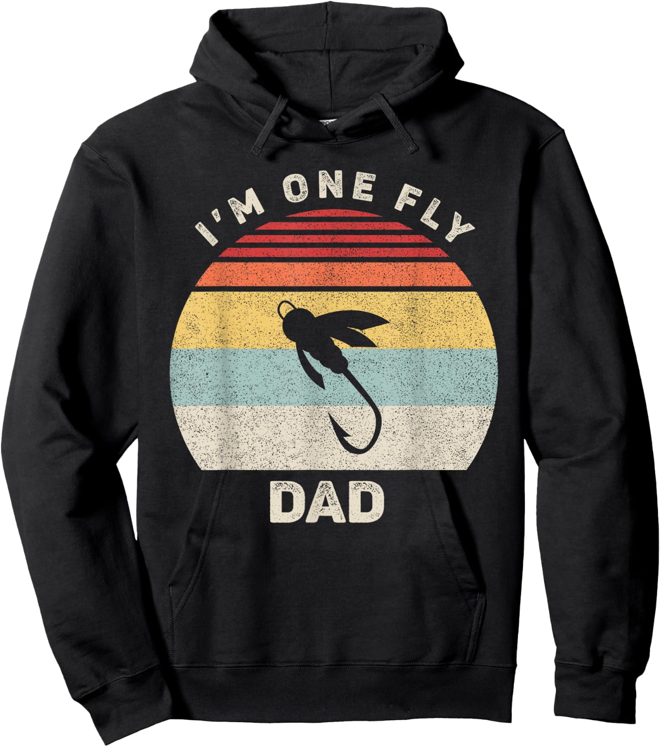 Retro I'm One Fly Dad Shirt Funny Fishing Fathers Day Gift Hoodie - Hoodie | Black