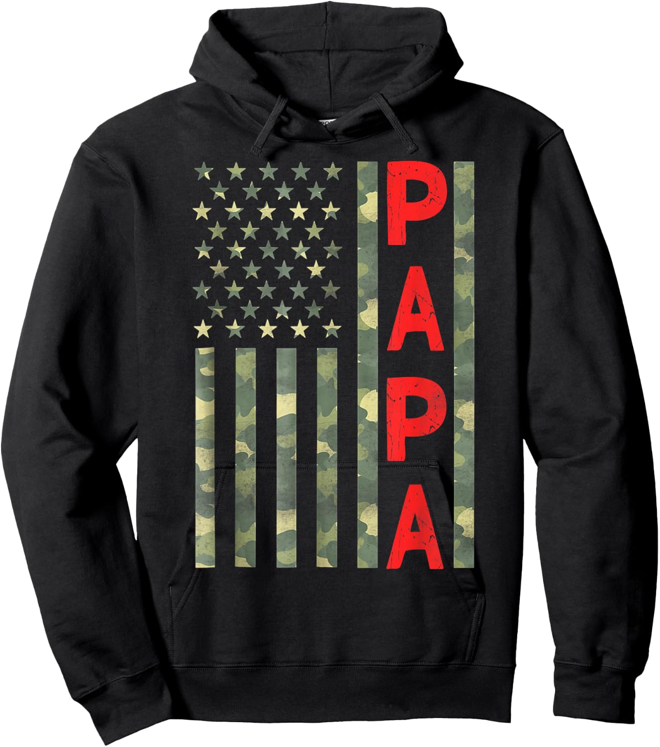 Proud Papa US American Flag Camo Funny Father's Day Dad 2026 Hoodie - Hoodie | Black