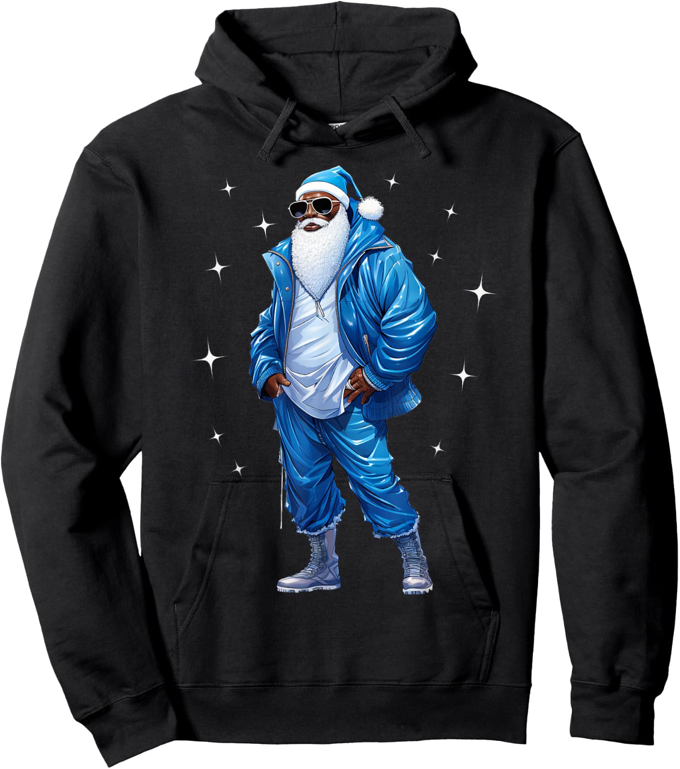 African American Santa Christmas Pajama Cool Black X-Mas Hoodie - Hoodie | Black
