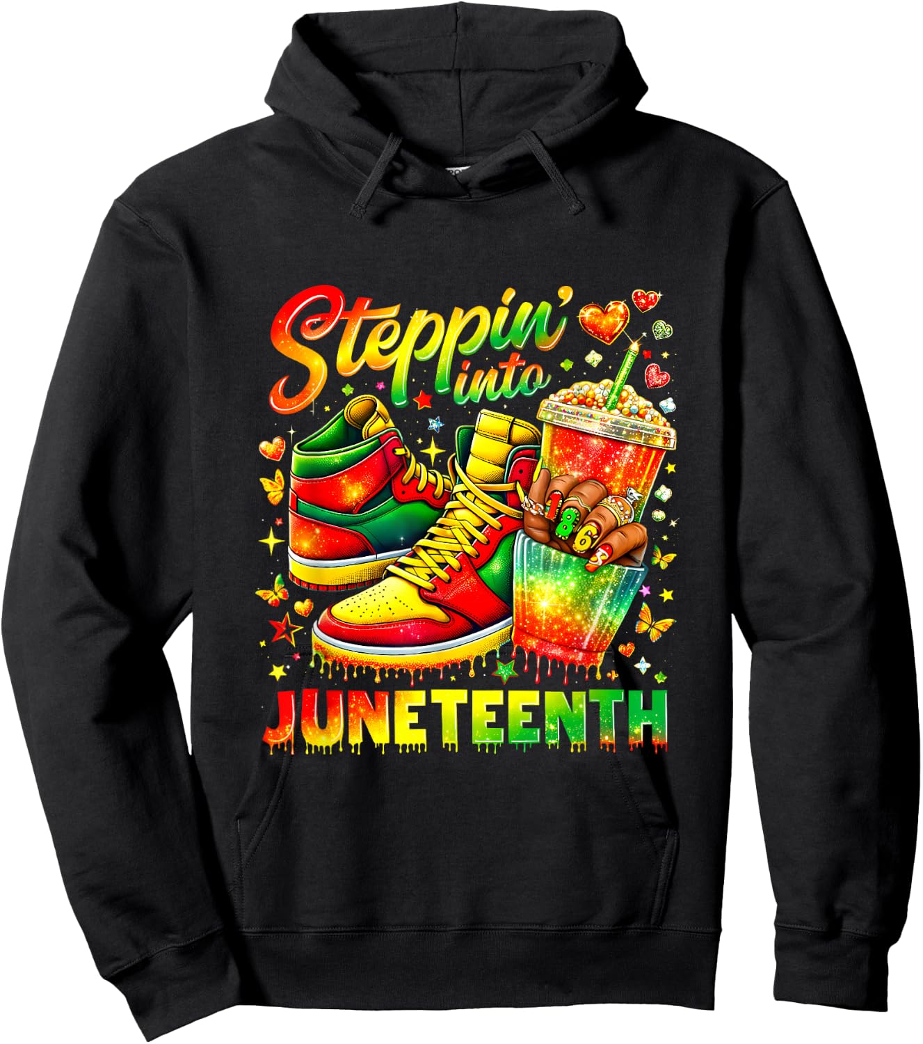 Juneteenth Steppin Into Freedom Hoodie - Hoodie | Black