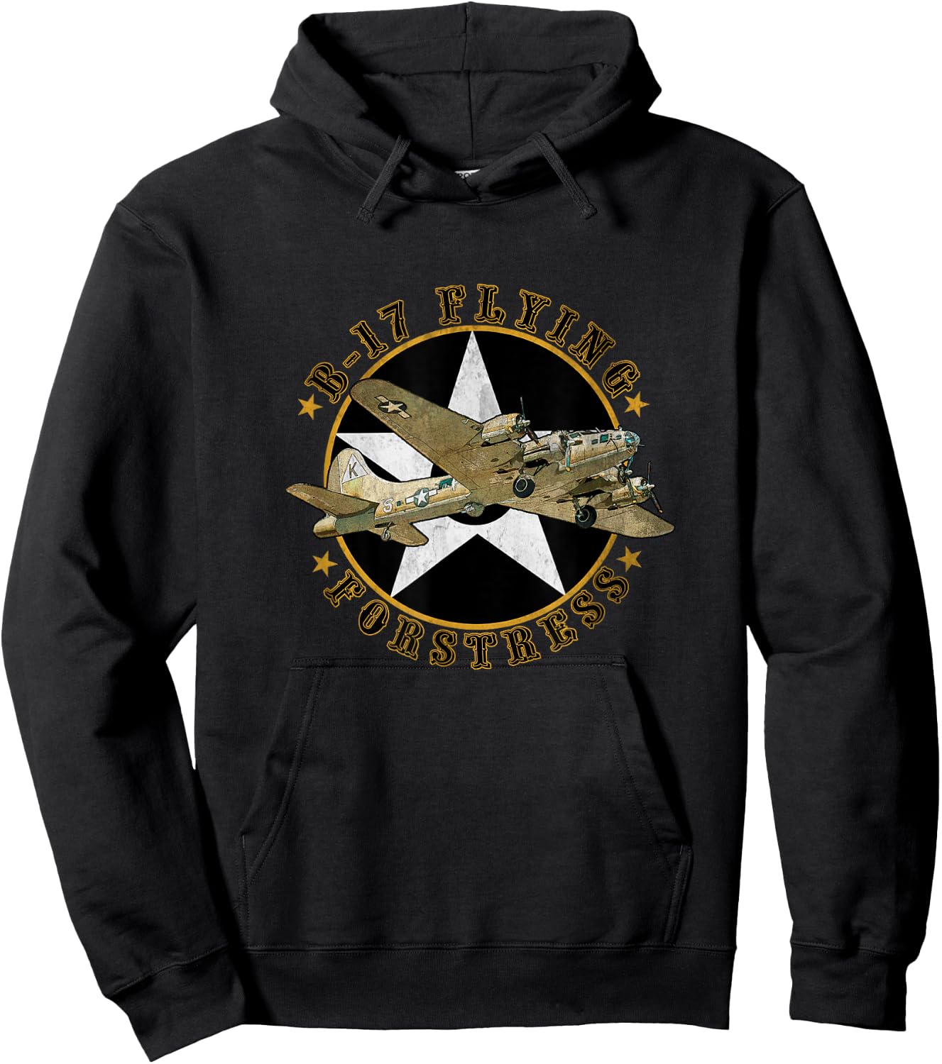 B-17 Flying Fortress WW2 B 17 Vintage Military Aircraft Papa Hoodie - Hoodie | Black