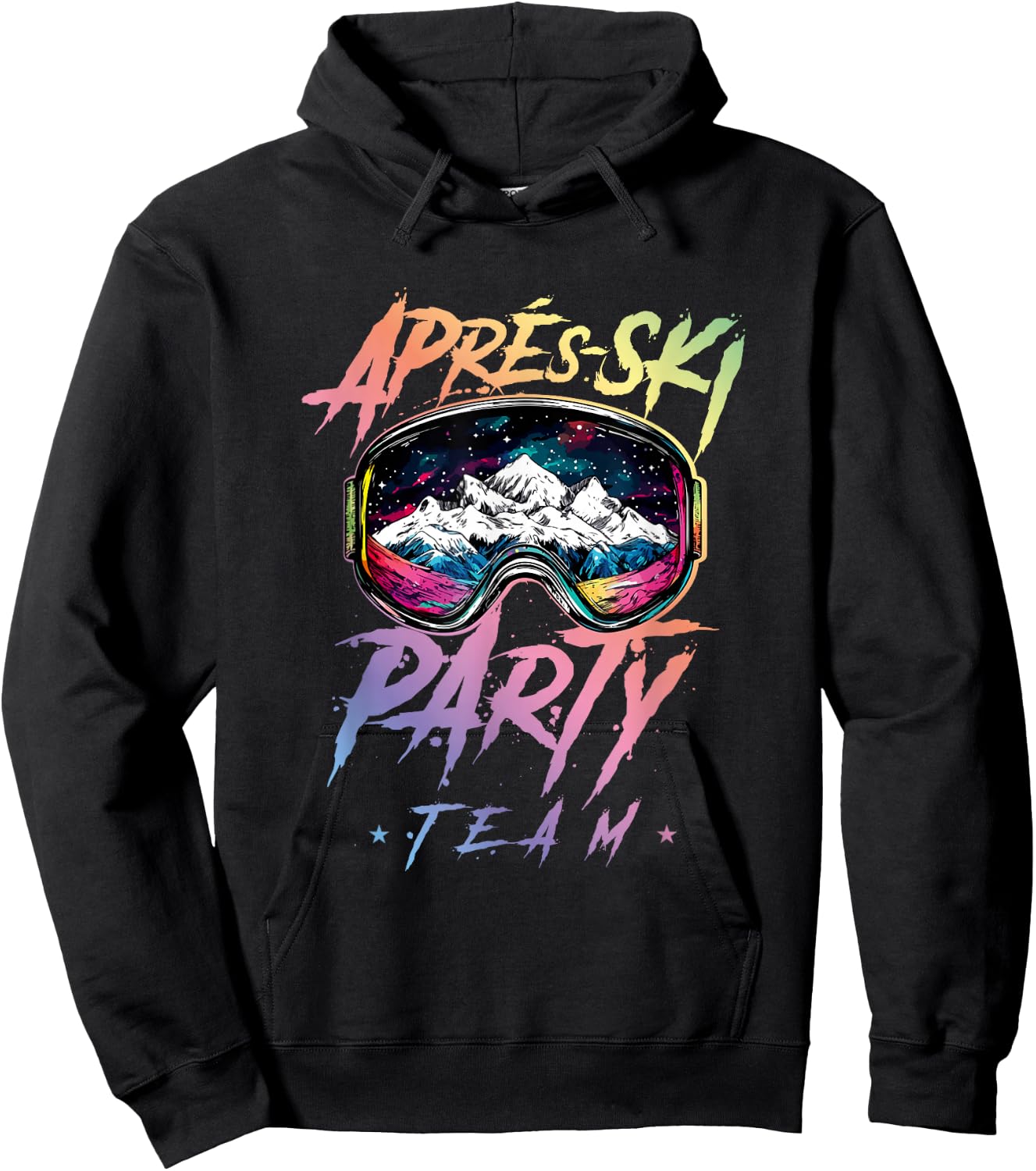 Apres Ski Party Team 2025 Colourful , black Hoodie - Hoodie | Black