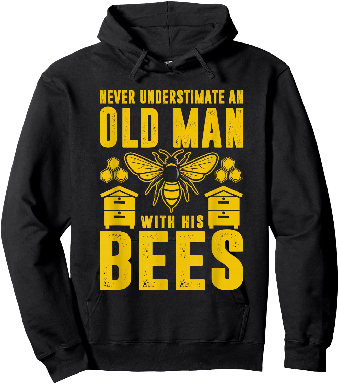Never Underestimate An Old Man With His Bees Bee Lover Hoodie - Hoodie | Black