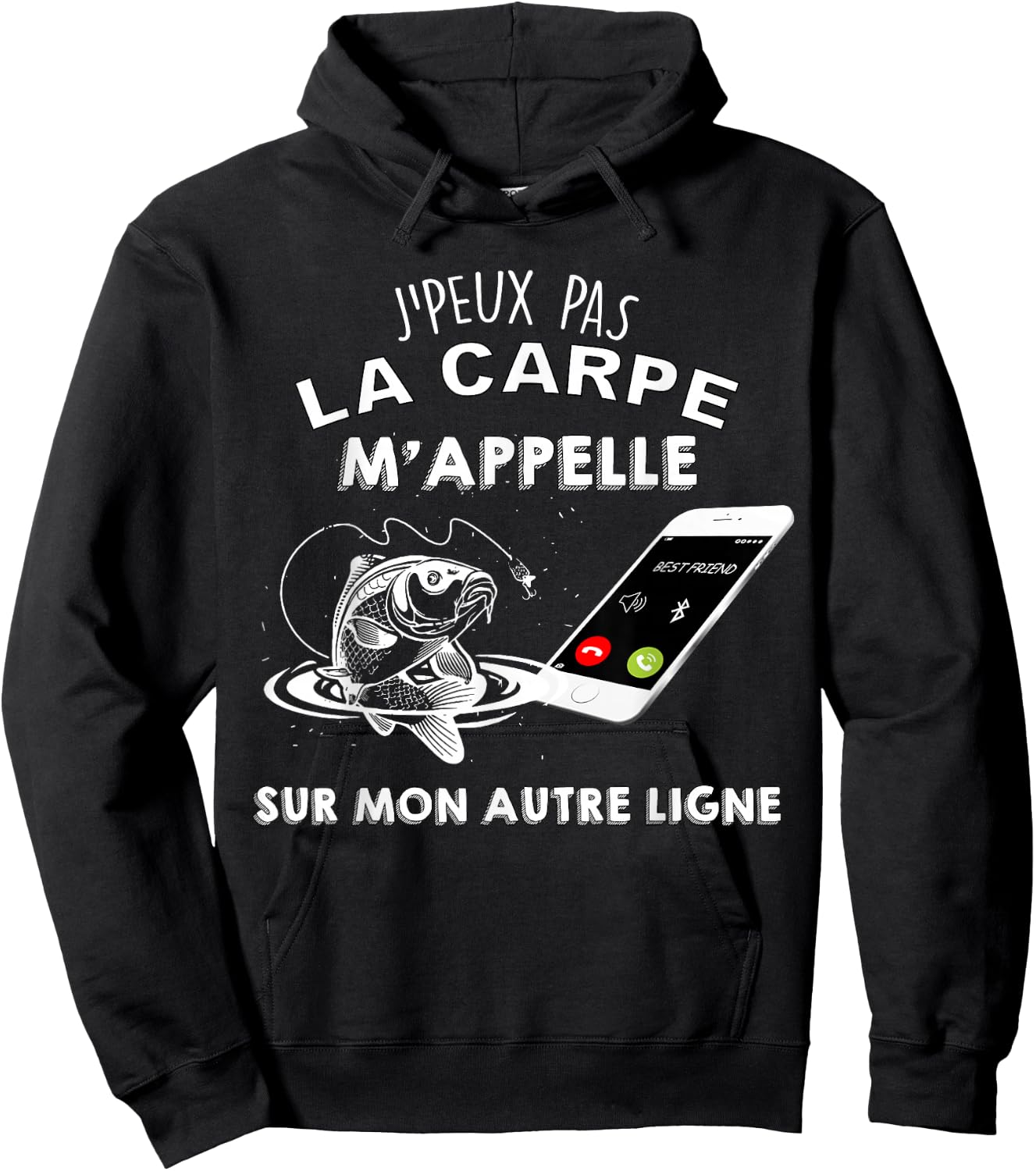 Fishing Carp Me Calls Humor Fisherman Online , Black, S Hoodie - Hoodie | Black