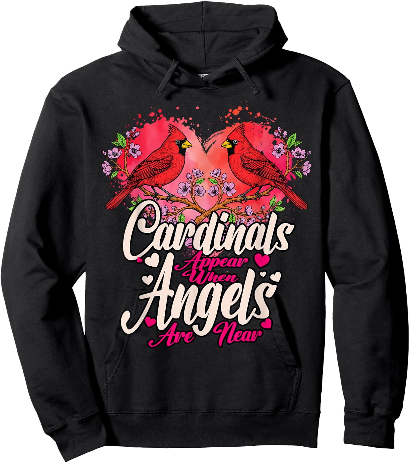 Memorial Heart Red Cardinal Bird Appear Angels are Near Hoodie - Hoodie | Black