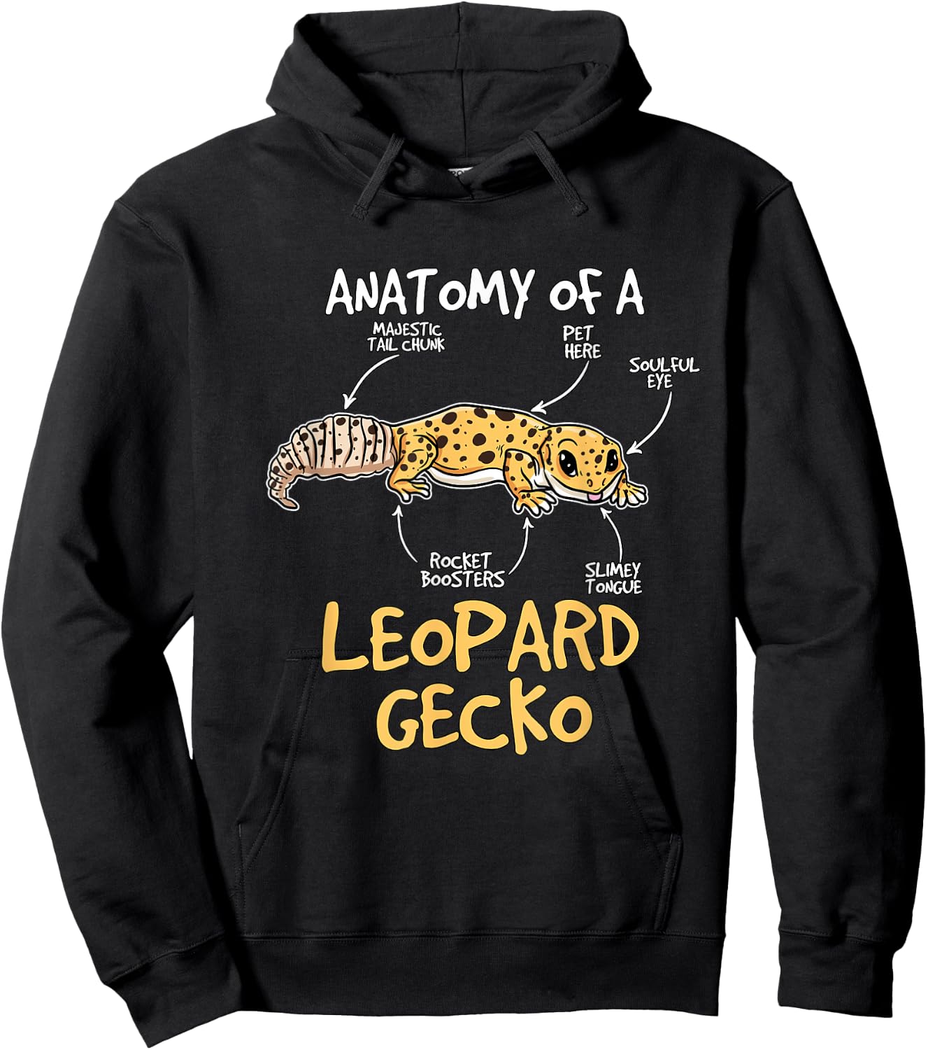 Kids Leopard Gecko Gift Anatomy of A Leopard Gecko Hoodie - Hoodie | Black