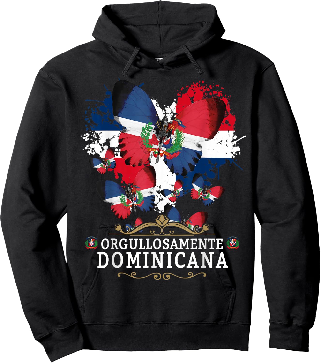 Republica Dominicana Butterfly & Dominican Flag Hoodie - Hoodie | Black