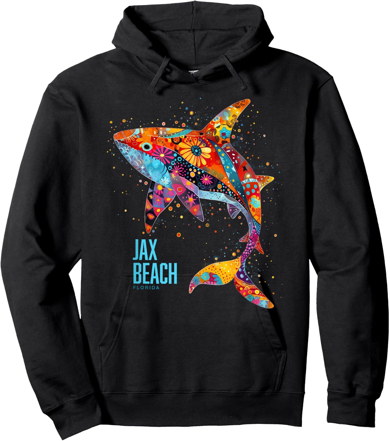 Jax Beach Florida Vacation Jacksonville FL Tribal Shark Women Hoodie - Hoodie | Black