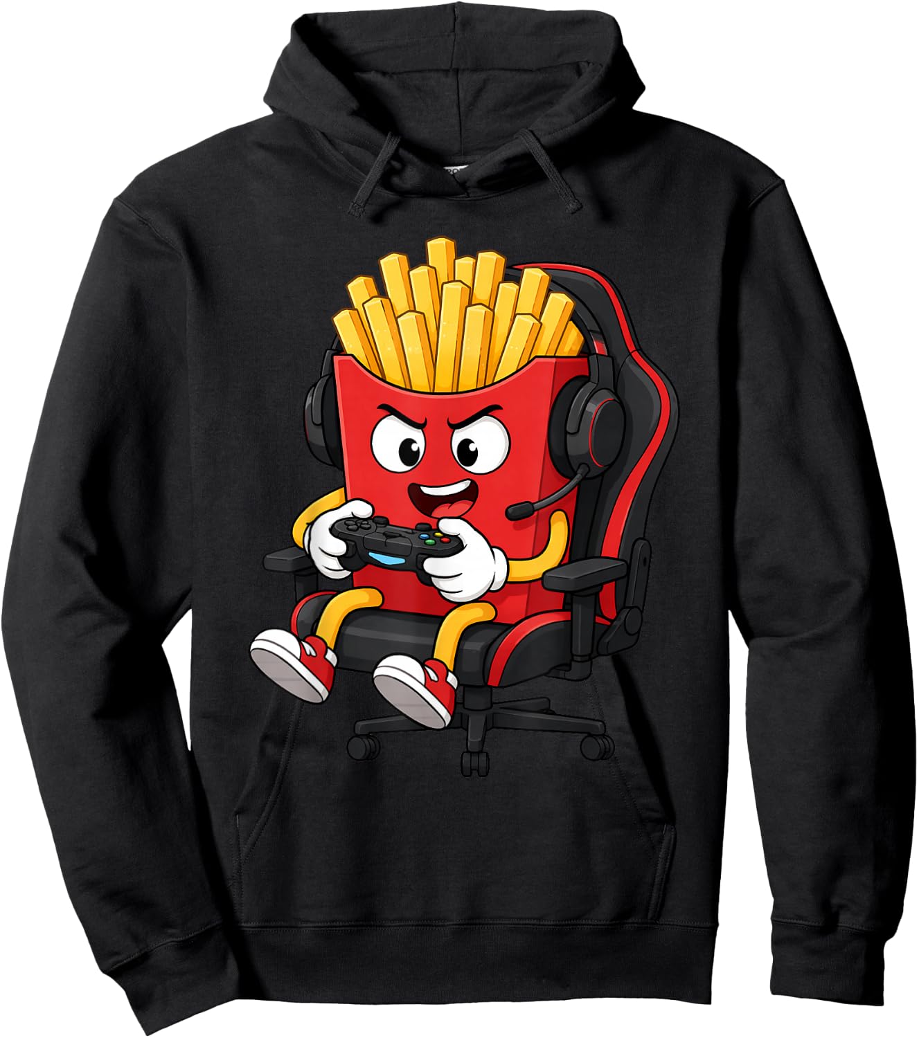 Fries Playing Video Games Funny Fast Food Kids Gamer Gears Hoodie - Hoodie | Black