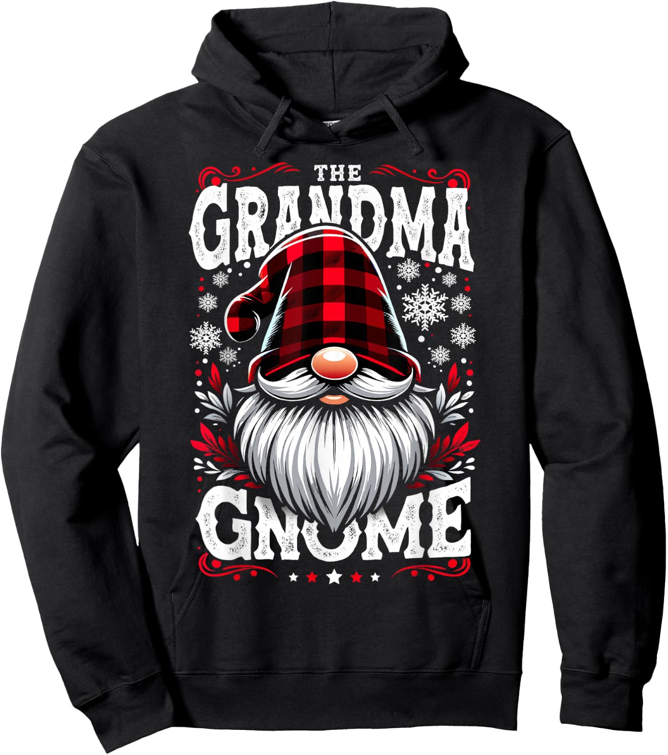 The Grandma Gnome Matching Family Christmas Pajama Hoodie - Hoodie | Black
