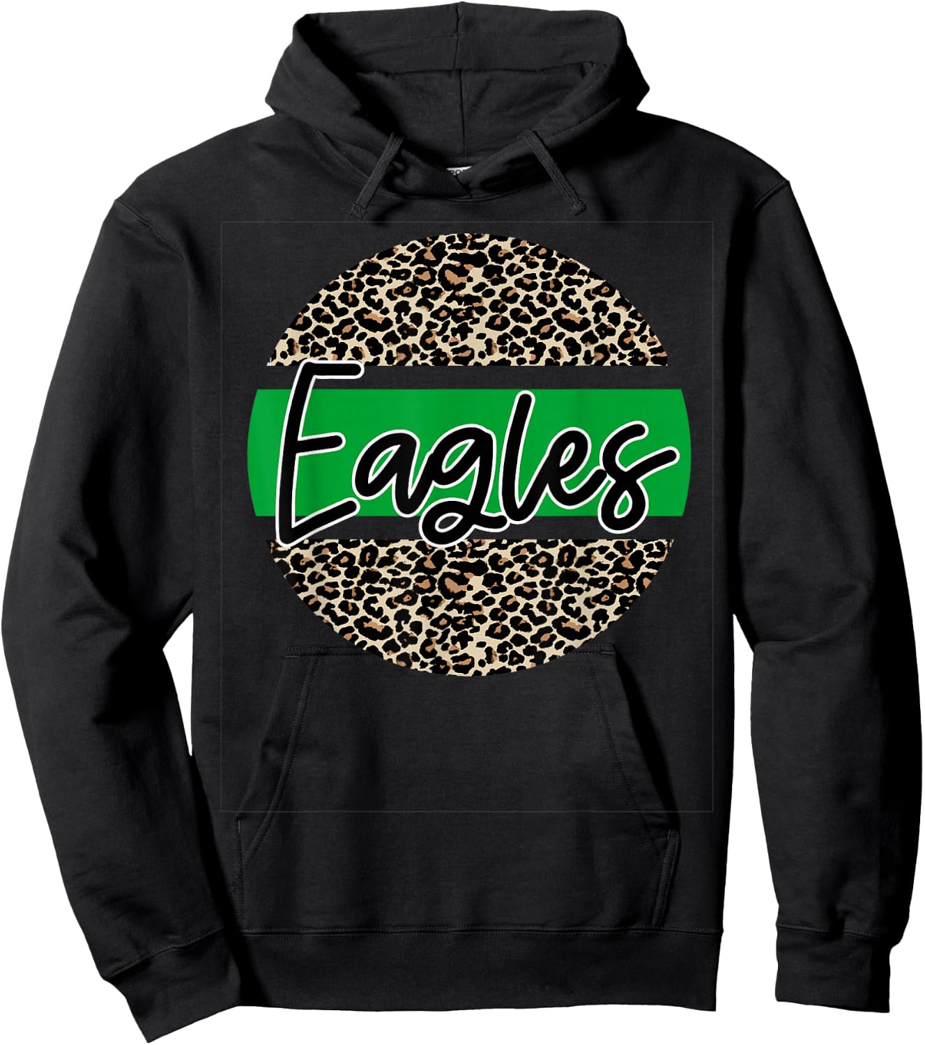 Eagles School Spirit Leopard Print Green Hoodie - Hoodie | Black