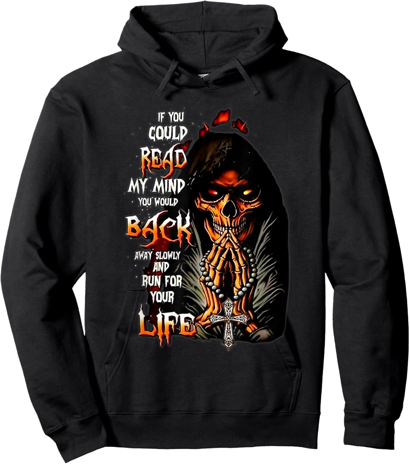 If You Could Read My Mind You Would Back Away Skeleton Funny Hoodie - Hoodie | Black